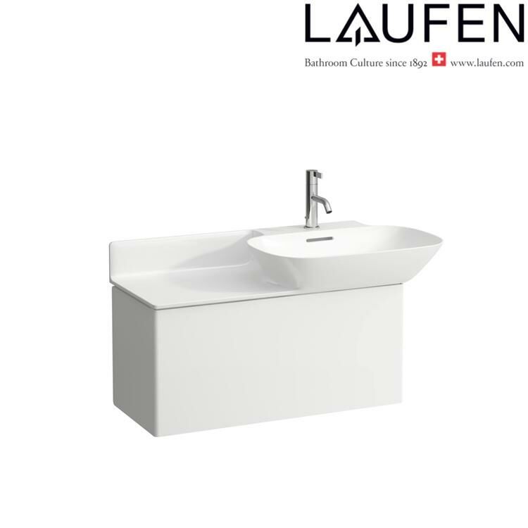 Laufen "Ino" 8.1330.1.000.104.1 + 4.2540.1.030.170.1 + 4.9541.1.030.170.1 + 8.9424.0.000.000.1 Washbasin (With overflow) *SaphirKeramik* with Vanity Unit with 1 Tap Hole, with siphon
