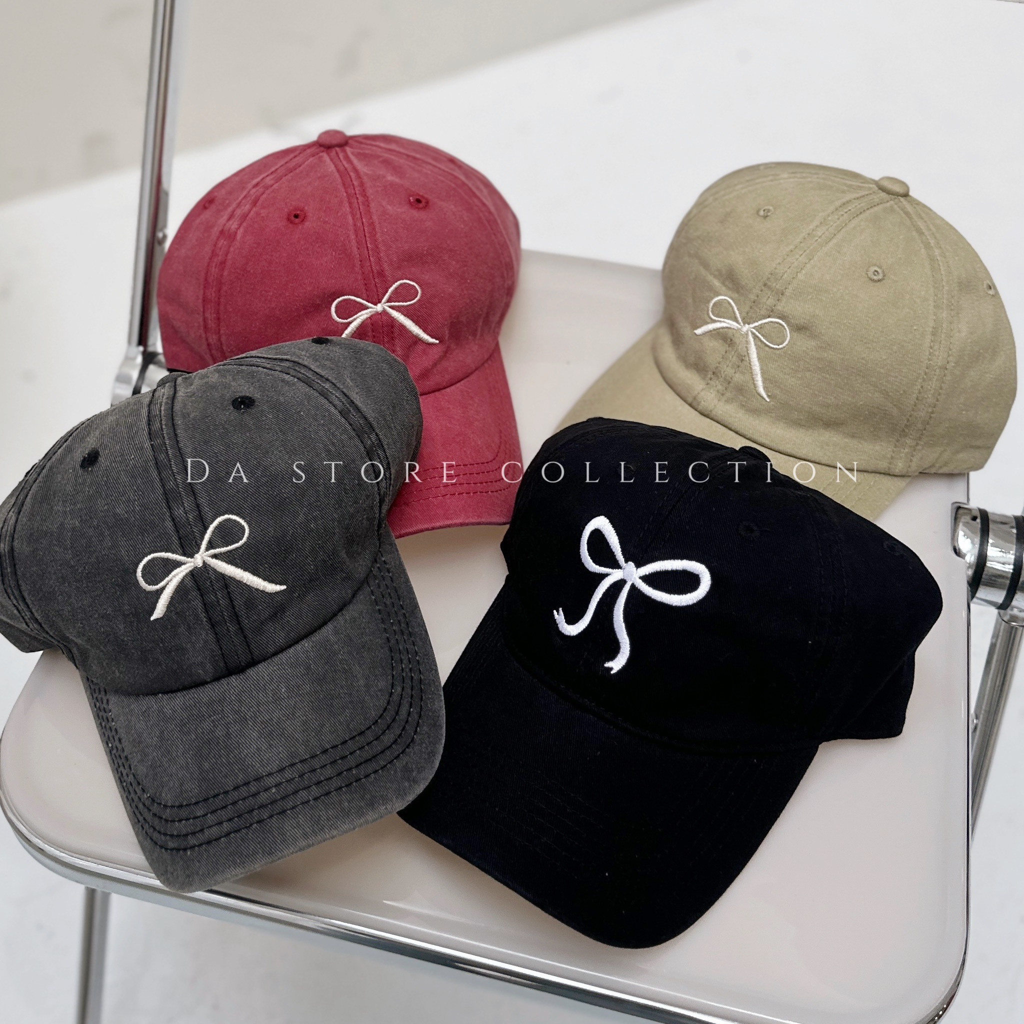 水洗復古蝴蝶結老帽/四色