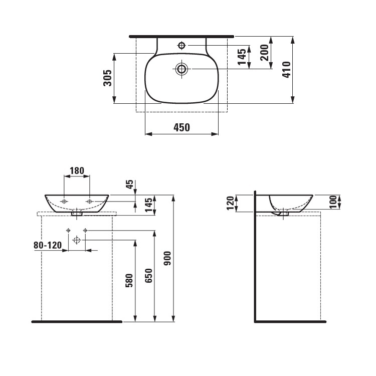 Laufen "Ino" 8.1630.0.000.104.1 Wall Hung or Countertop Washbasin (With overflow) *SaphirKeramik*
