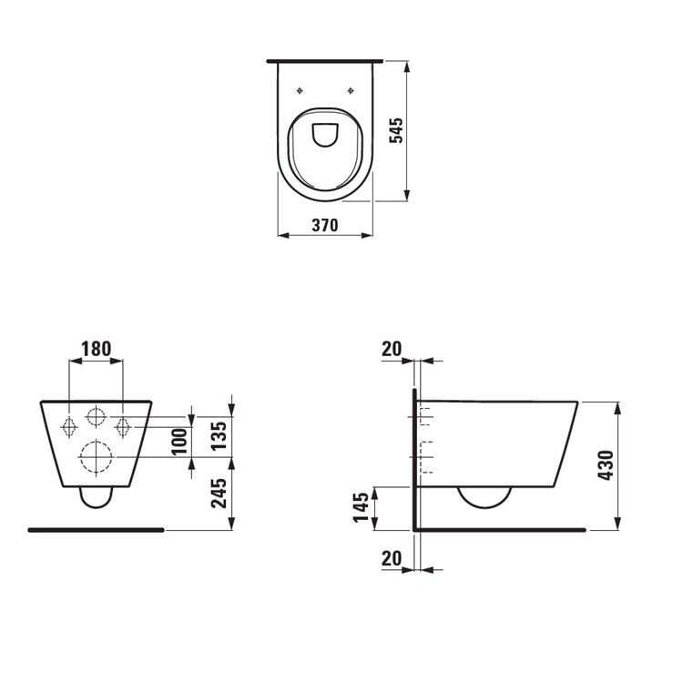 Laufen "Kartell by LAUFEN" 8.2033.7.759.000.1 + 8.9133.3.759.000.1 Rimless Wallhung Toilet (LCC) w/ Soft Closing Cover