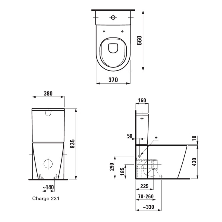 Laufen "Kartell by LAUFEN" 8.2433.7.000.231.1 + 8.2933.3.000.973.1 + 8.9133.3.000.000.1 Rimless Water Closet w/ Soft Closing Cover (Botton Left inlet)