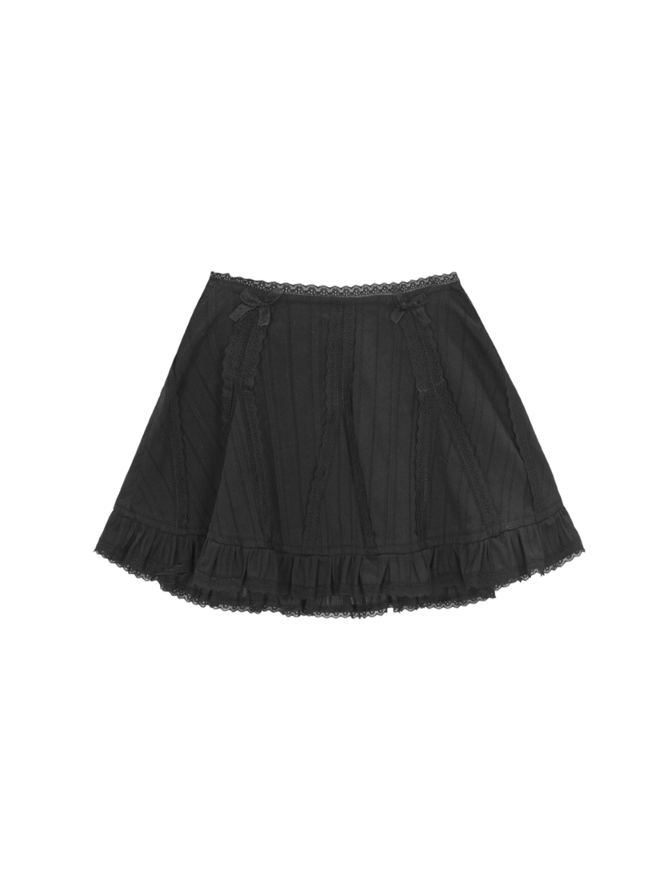 [as if calie] FRILL RIBBON PANEL SKIRT