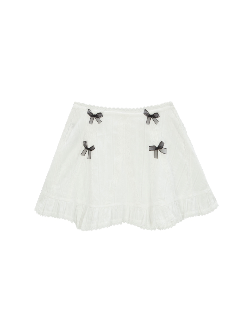 [as if calie] FRILL RIBBON PANEL SKIRT