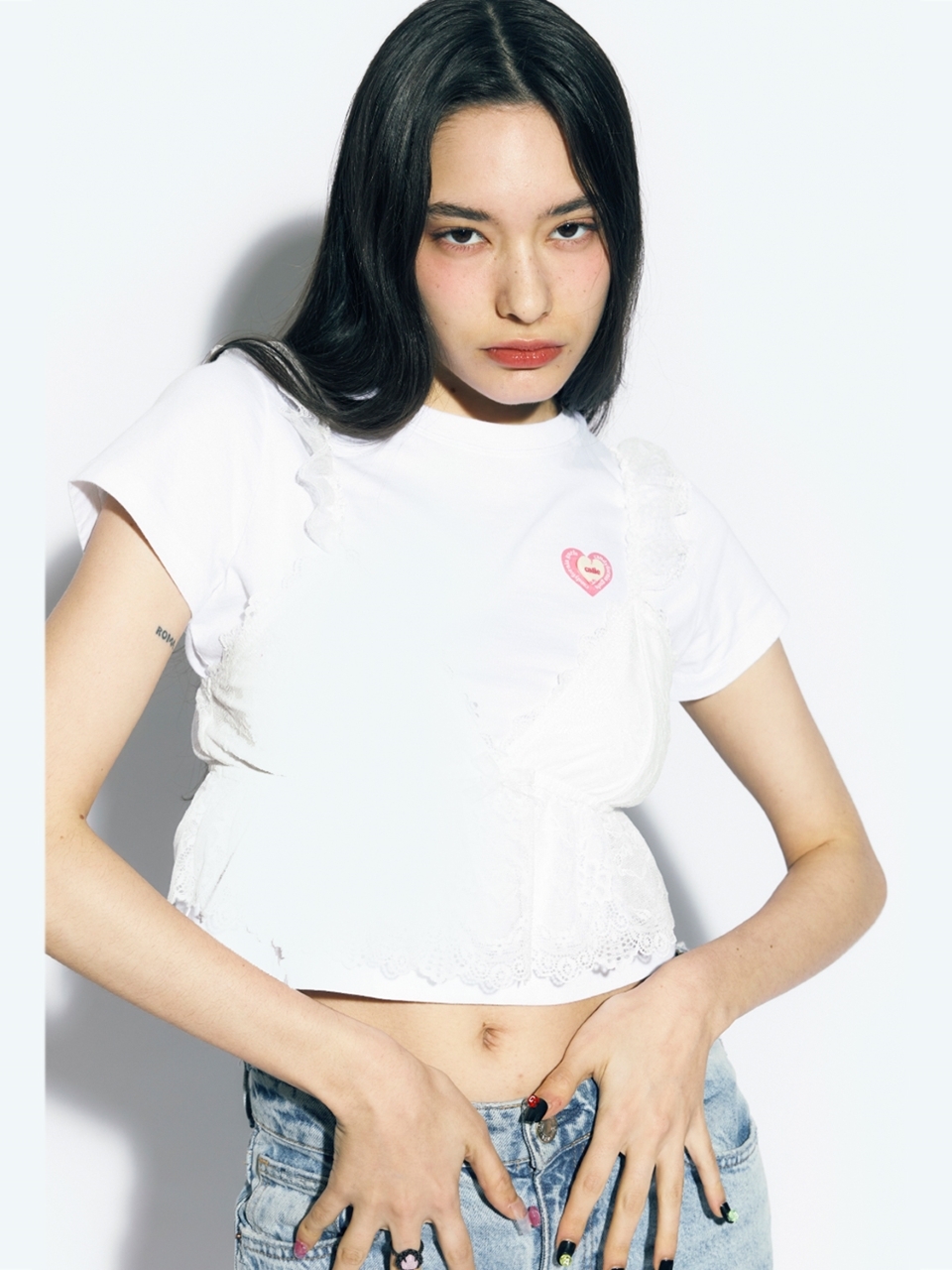 [as if calie] RUFFLED CAP SLEEVE BLOUSE