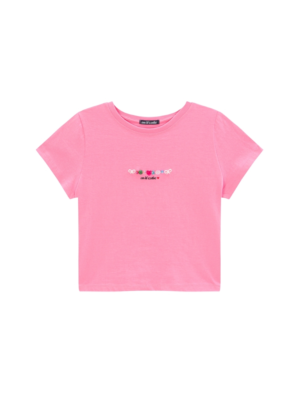 ◆as if calie◆ CALIE BEADS BASIC TSHIRT BLACK CA24BST008BK Designer fashion, Seoul-fully created | W Concept
