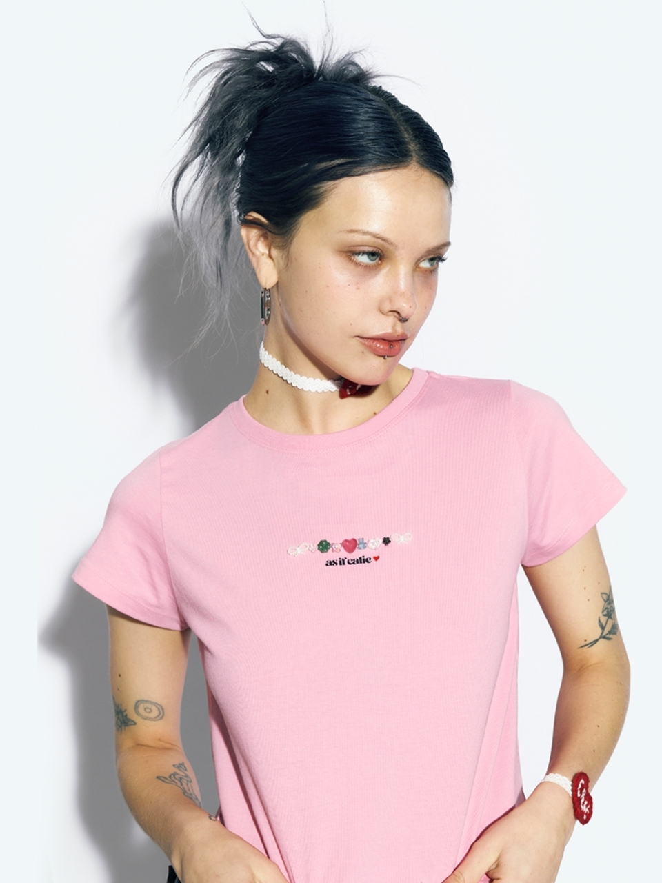 【as if calie】★CALIE BEADS BASIC T-SHIRT as if calie] CALIE BEADS BASIC T-SHIRT
