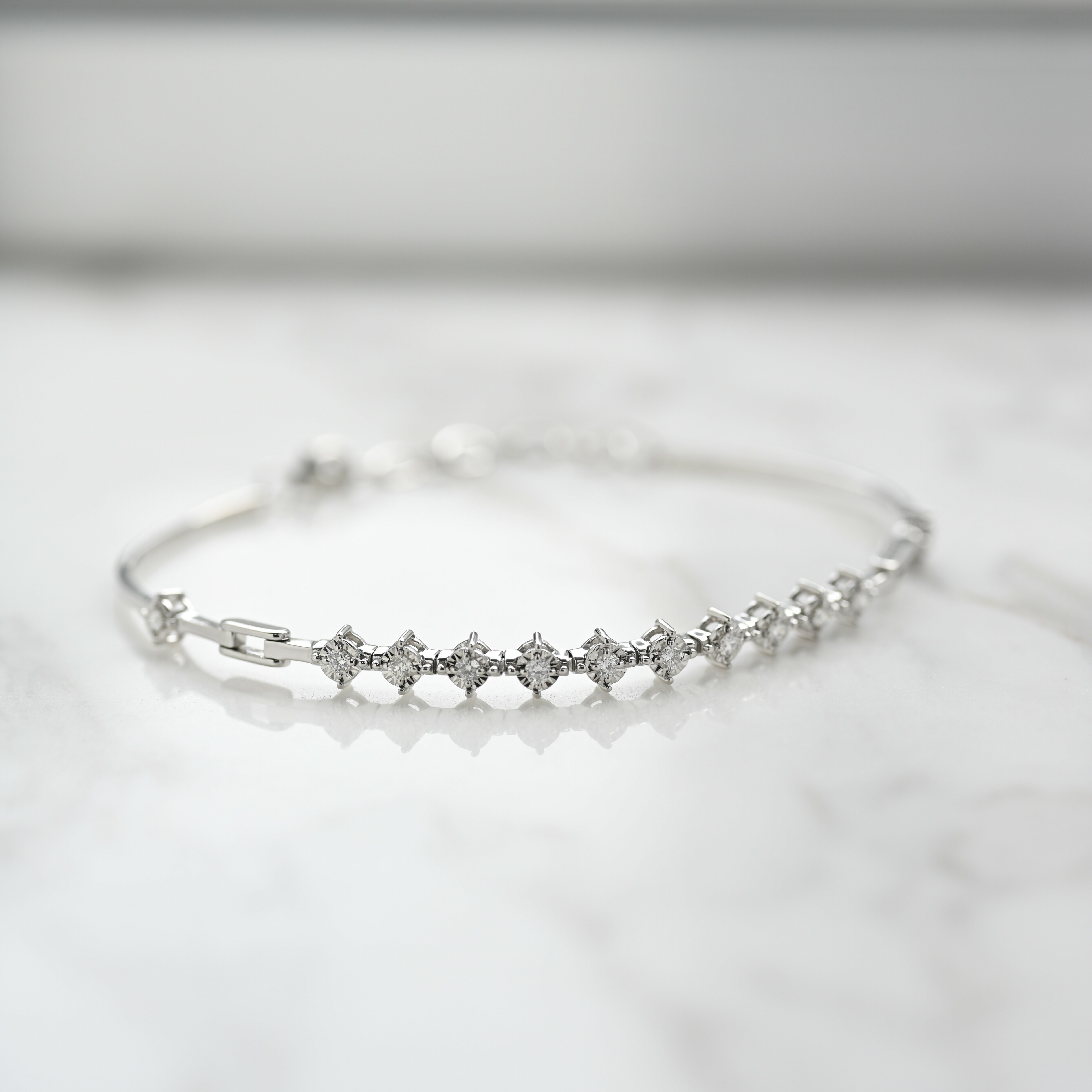 18K Half Tennis Diamond Bracelet