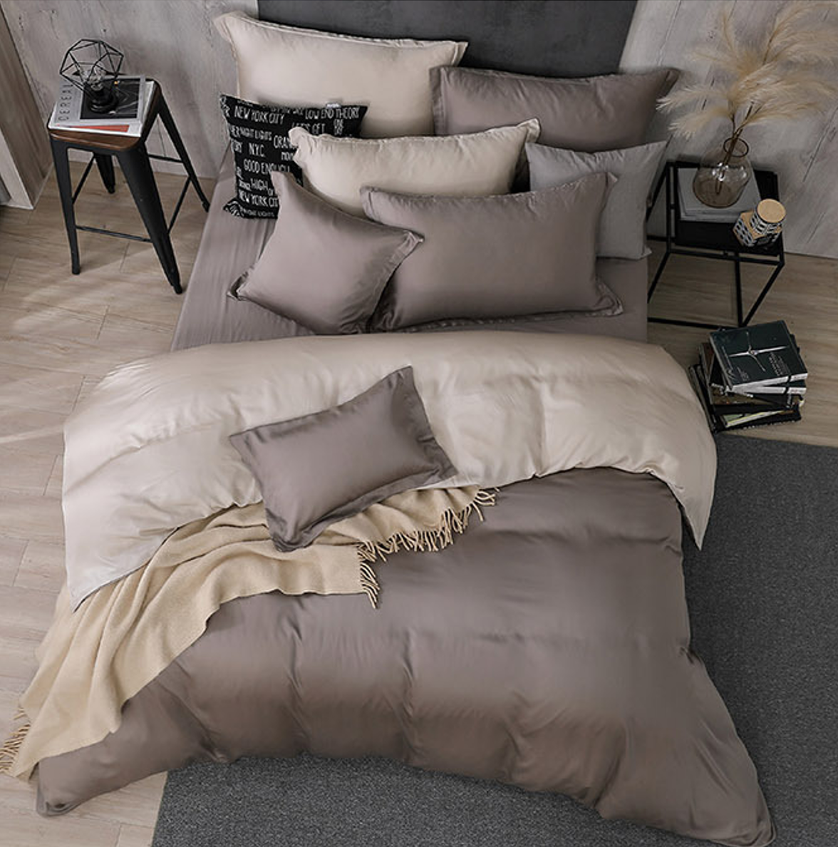 60支天絲兩用被 | 香谷棕 x 沙漠米