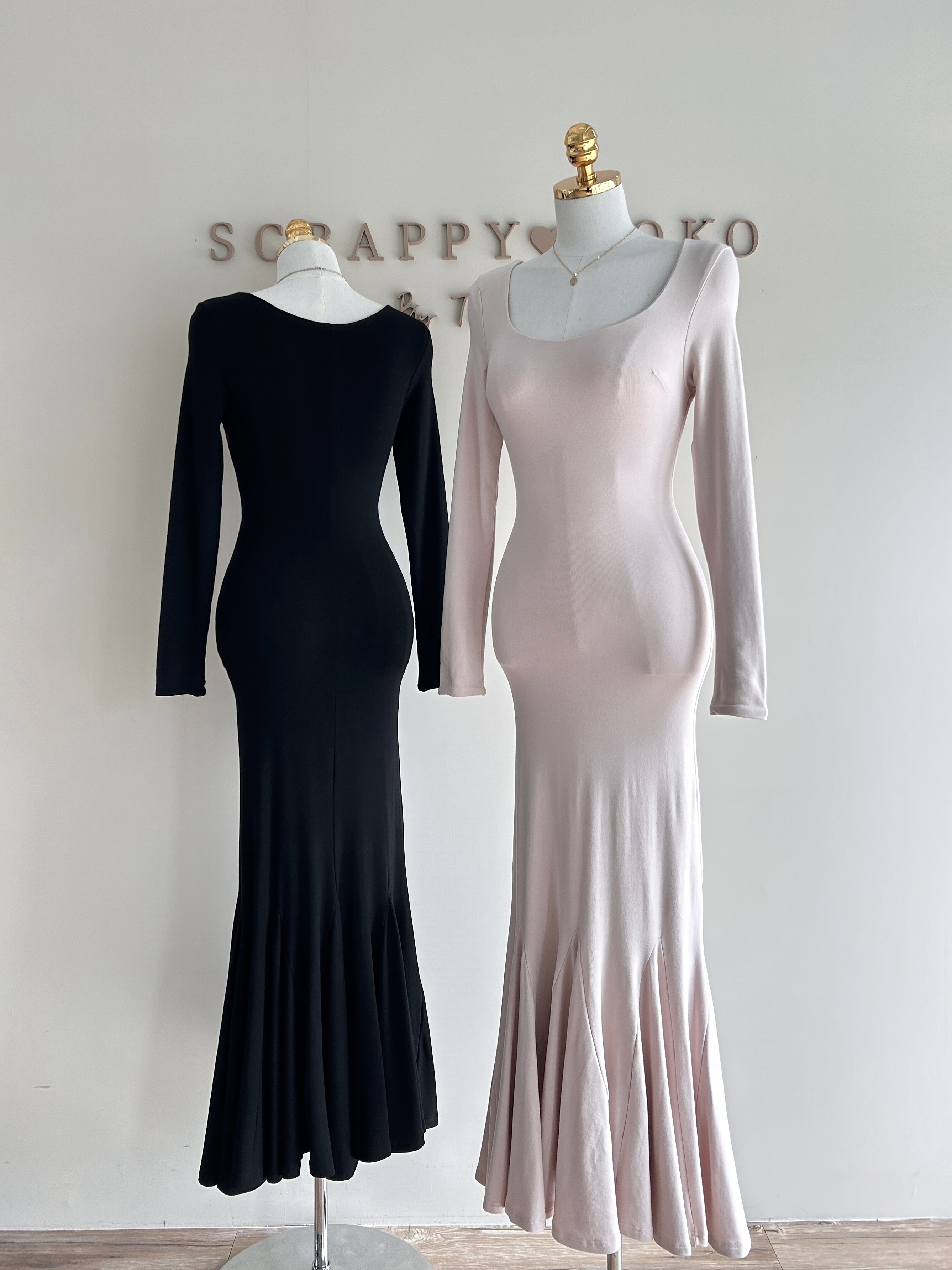 lithe 優雅女伶 長袖棉質魚尾洋裝