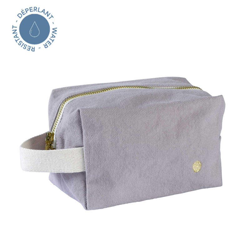 (預購3/31)法國La cerise sur le gâteau 有機棉防水手提立體收納包-淺灰紫(小)