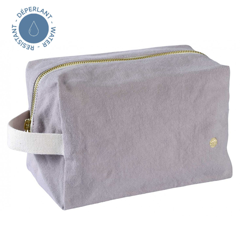 (預購3/31)法國La cerise sur le gâteau 有機棉防水手提立體收納包-淺灰紫(大)