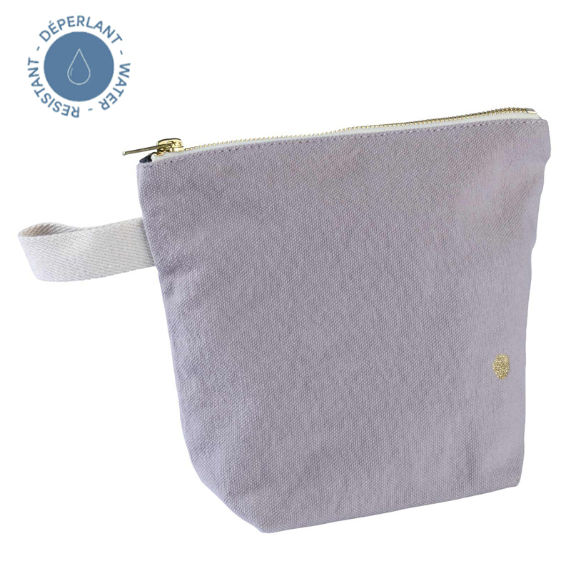 法國La cerise sur le gâteau 有機棉防水手提收納袋-淺灰紫(小)