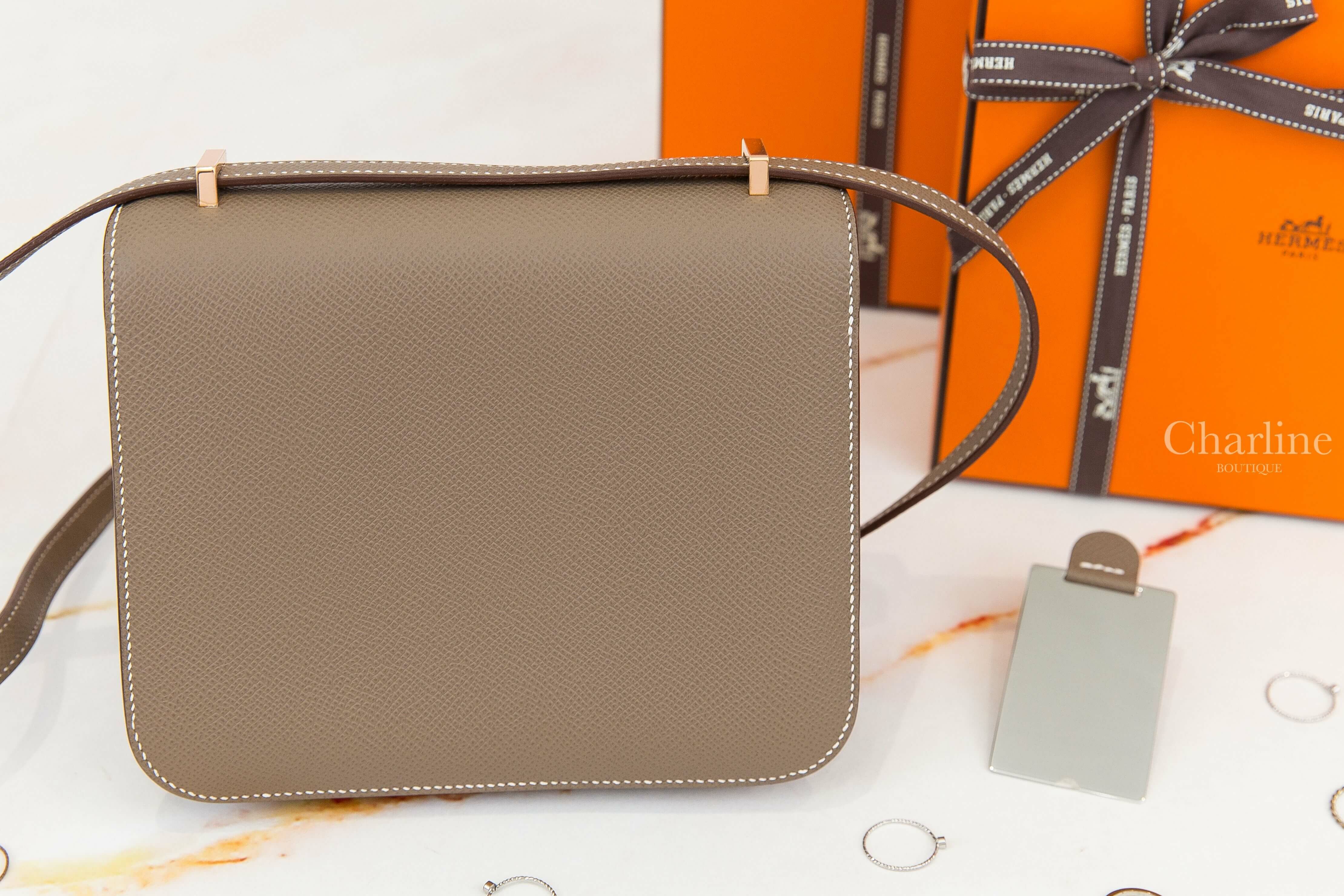 Hermès Mini Constance III 18cm 18 Etoupe Epsom U刻大象灰玫瑰金釦鏡面款-Charline Boutique 精品代購