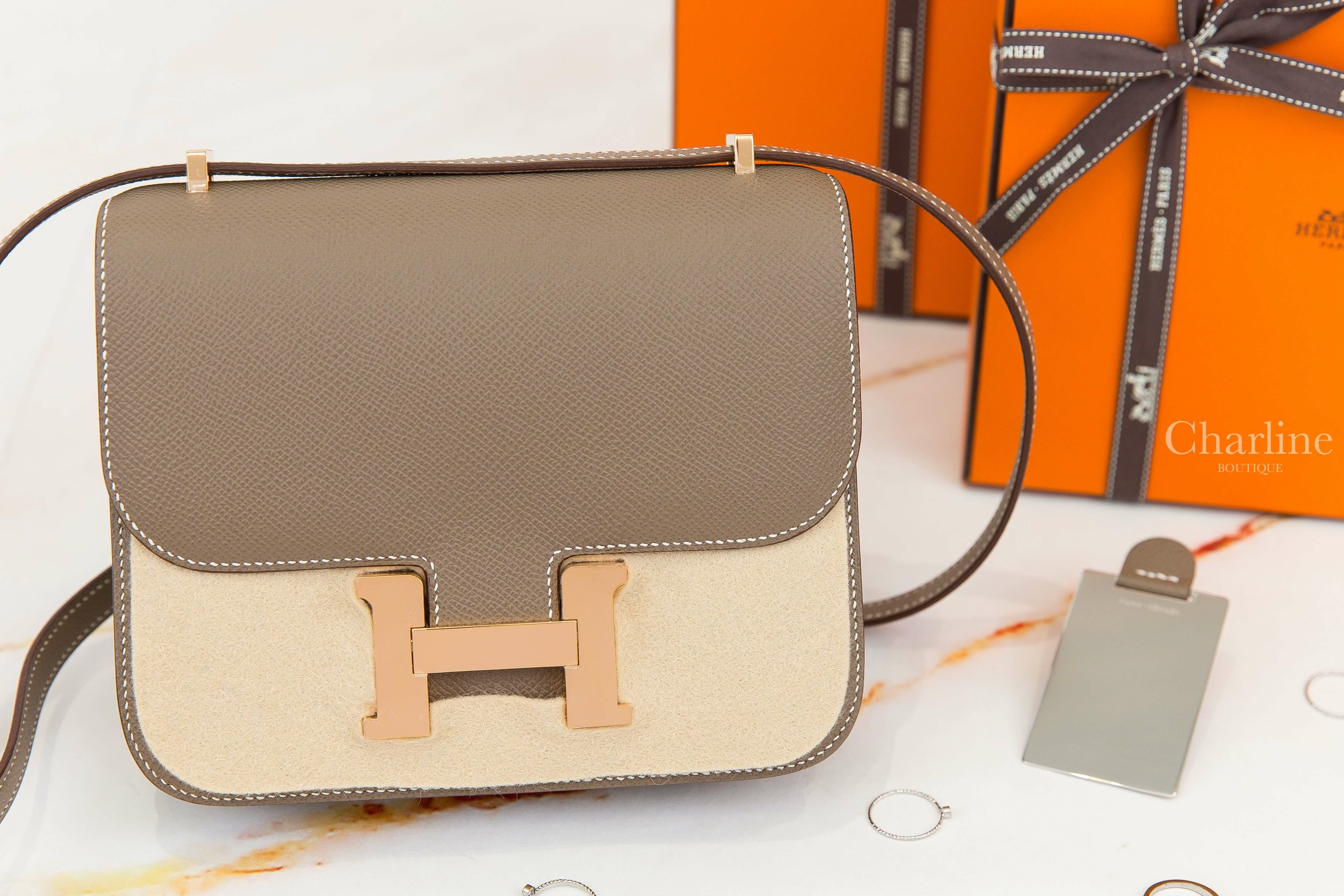 Hermès Mini Constance III 18cm 18 Etoupe Epsom U刻大象灰玫瑰金釦鏡面款-Charline Boutique 精品代購