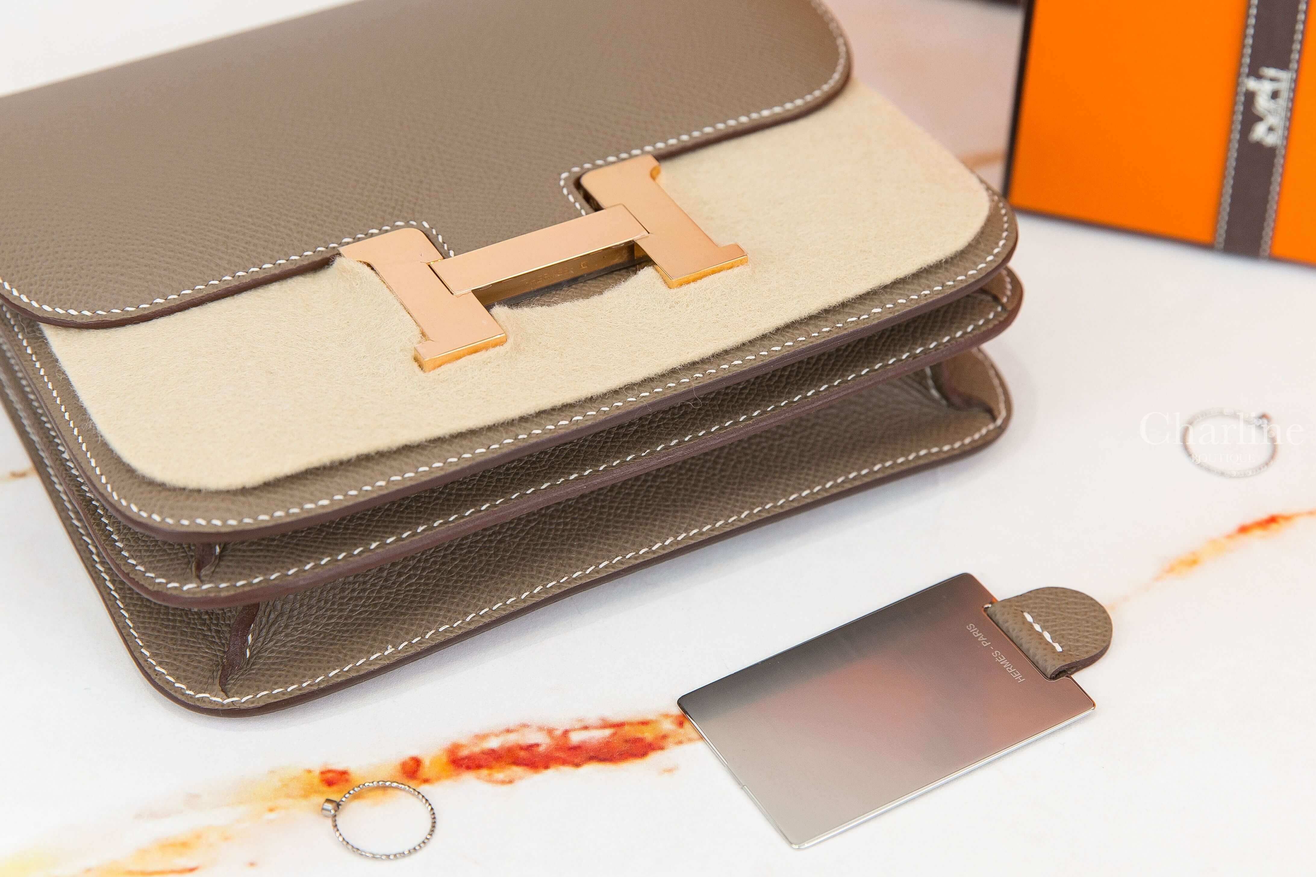 Hermès Mini Constance III 18cm 18 Etoupe Epsom U刻大象灰玫瑰金釦鏡面款-Charline Boutique 精品代購