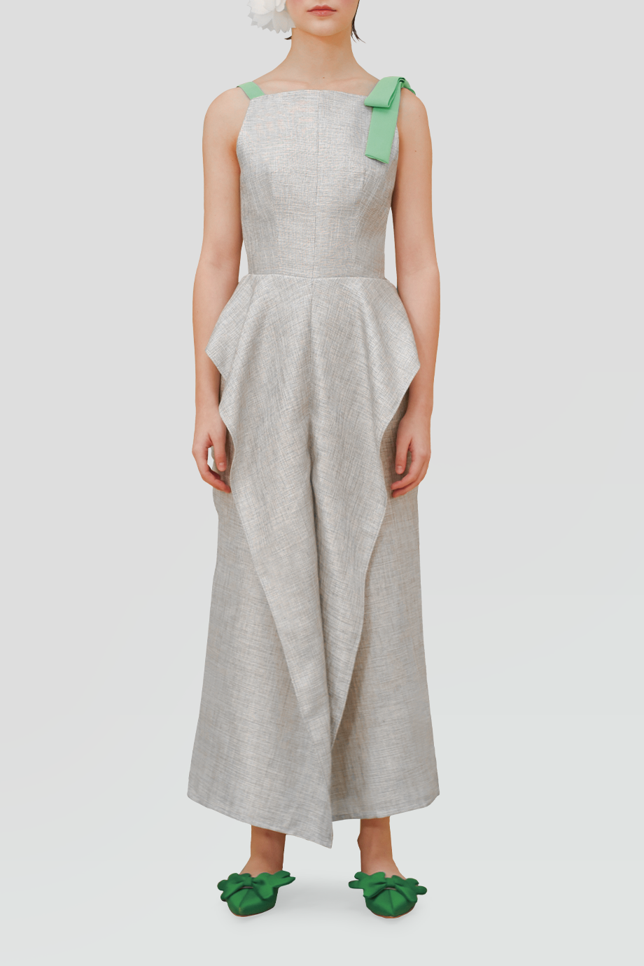 PEGGY HARTANTO｜ENICHI 撞色肩帶波浪飾邊洋裝