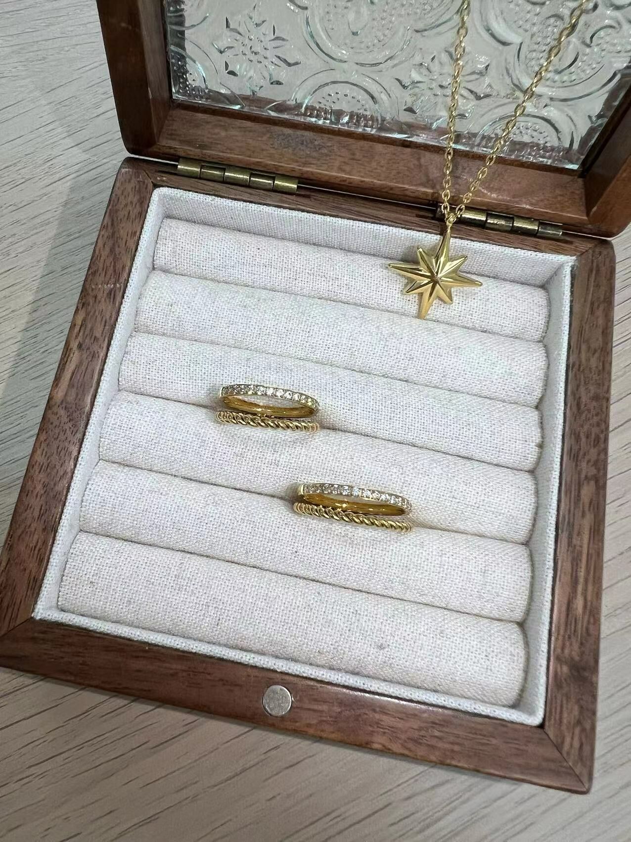 V03056 現貨-雙層水鑽麻花戒指