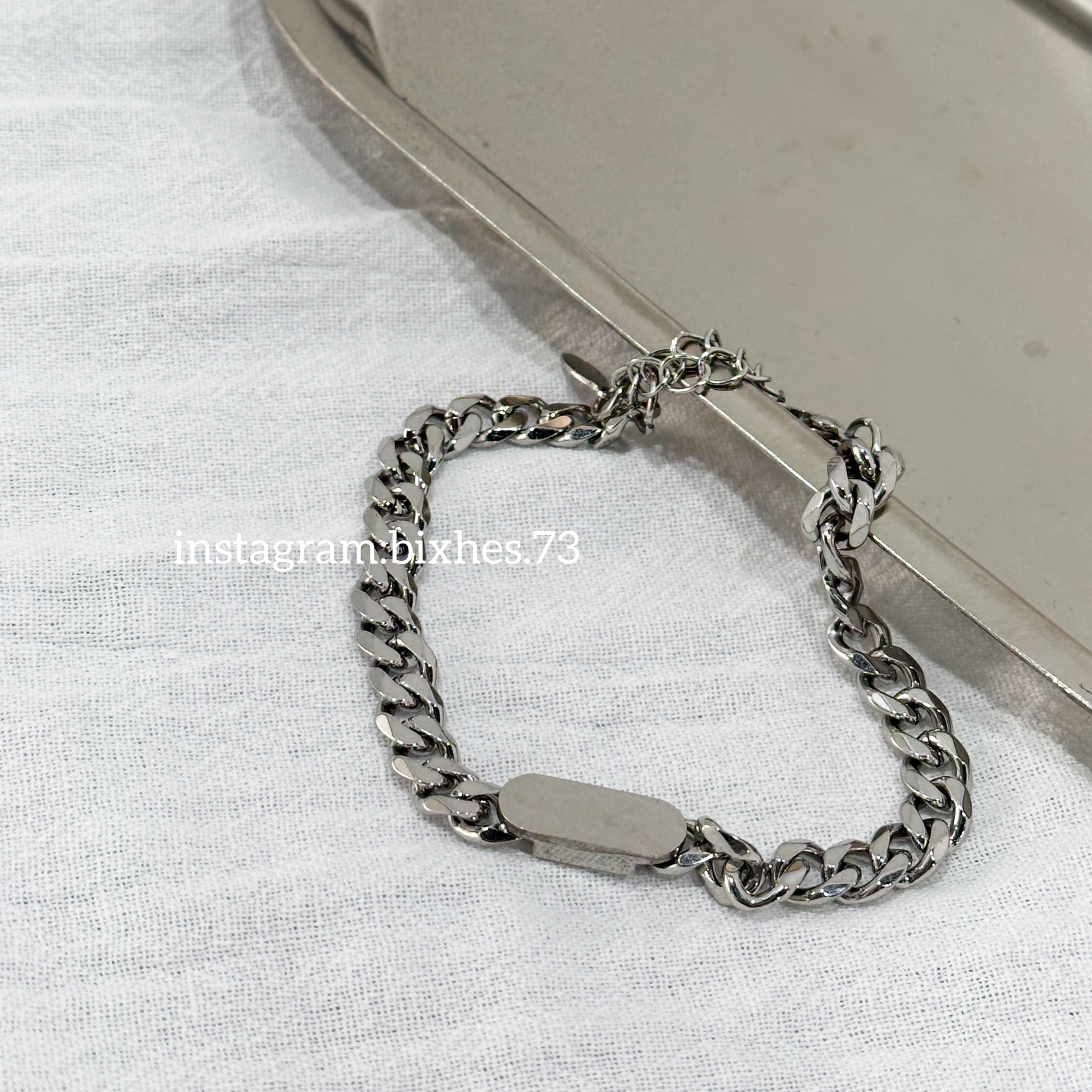 金屬銀牌手鏈(K00062)