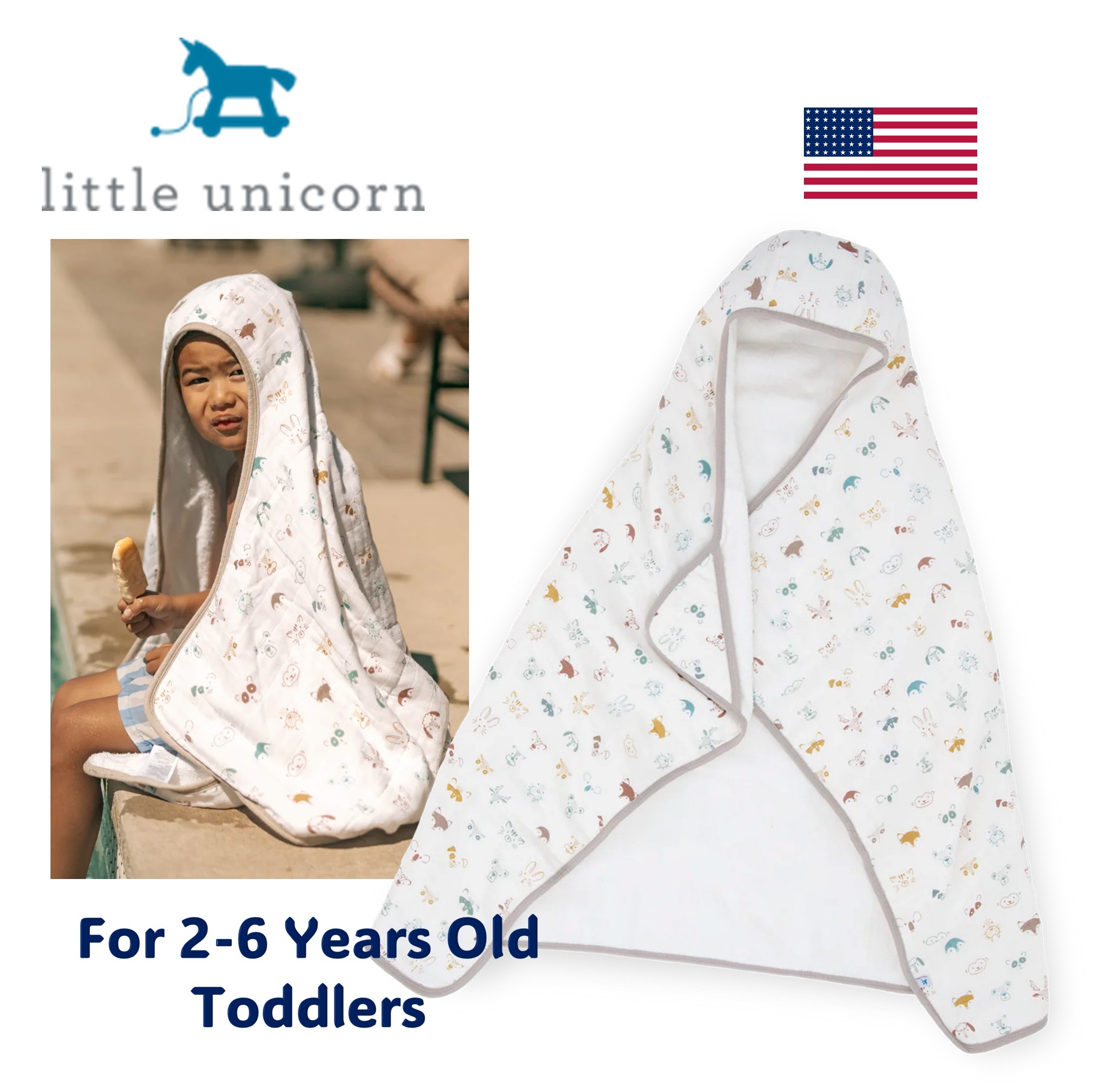 Little Unicorn Cotton Hooded Towel Big Kid