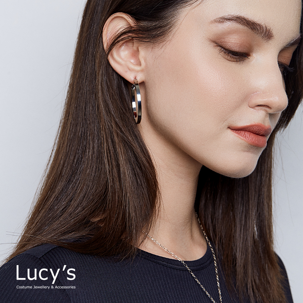 扁圓圈 圈型耳環 (三色) (113288/113289/113290)