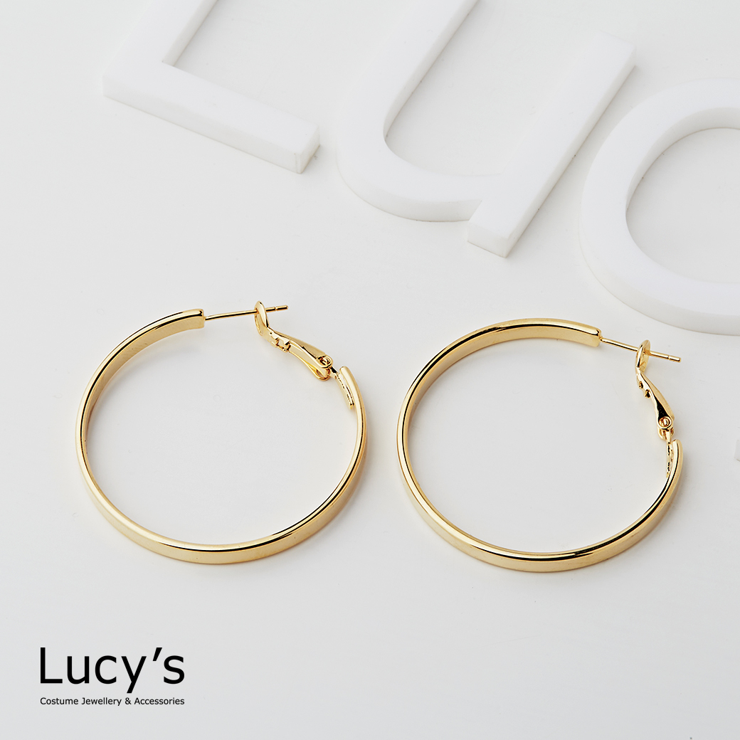 扁圓圈 圈型耳環 (三色) (113288/113289/113290)