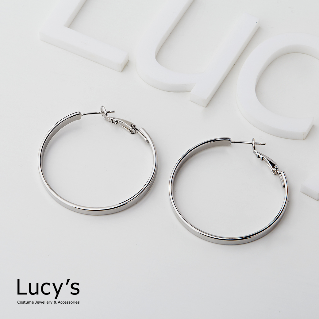 扁圓圈 圈型耳環 (三色) (113288/113289/113290)