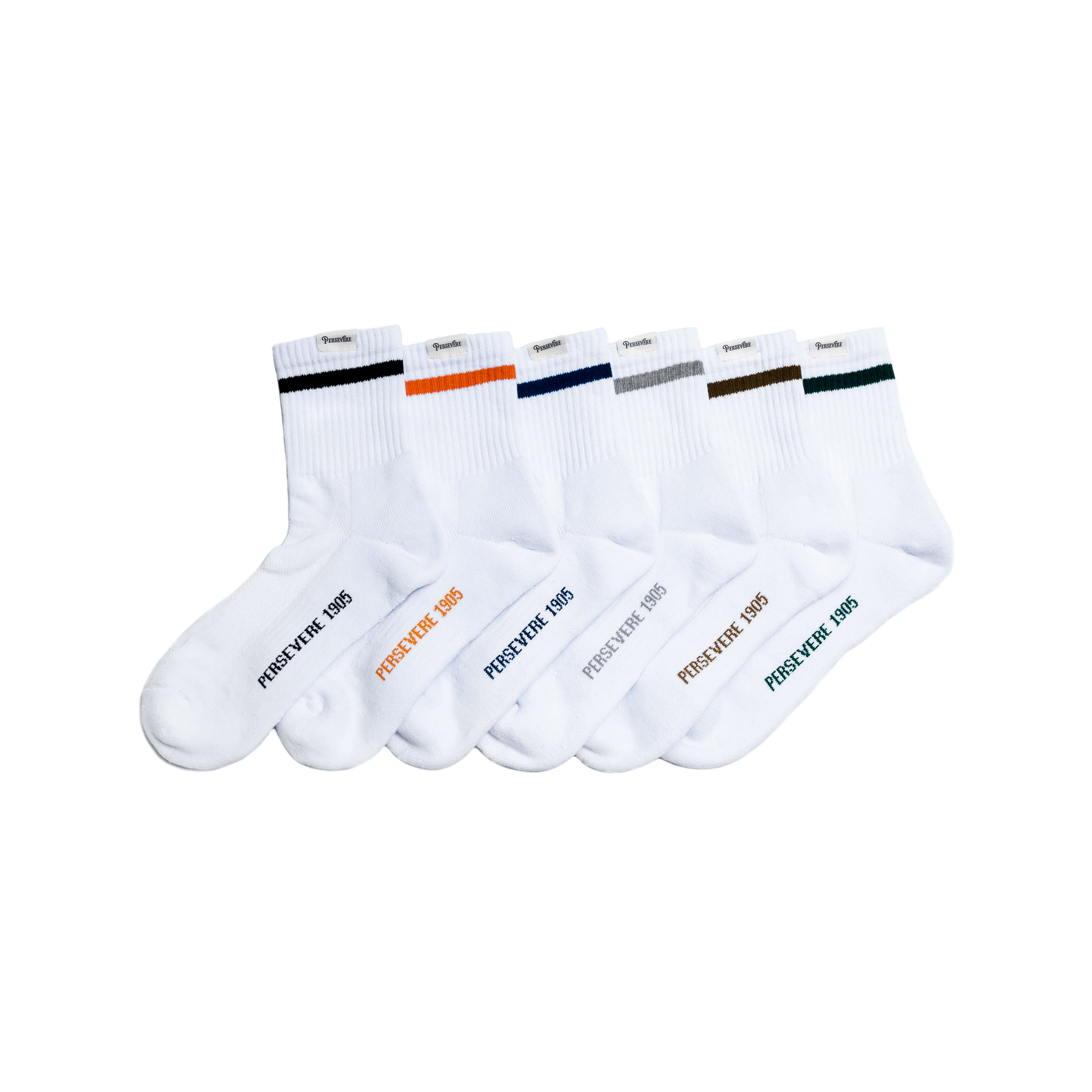Persevere authentic stripe crew socks