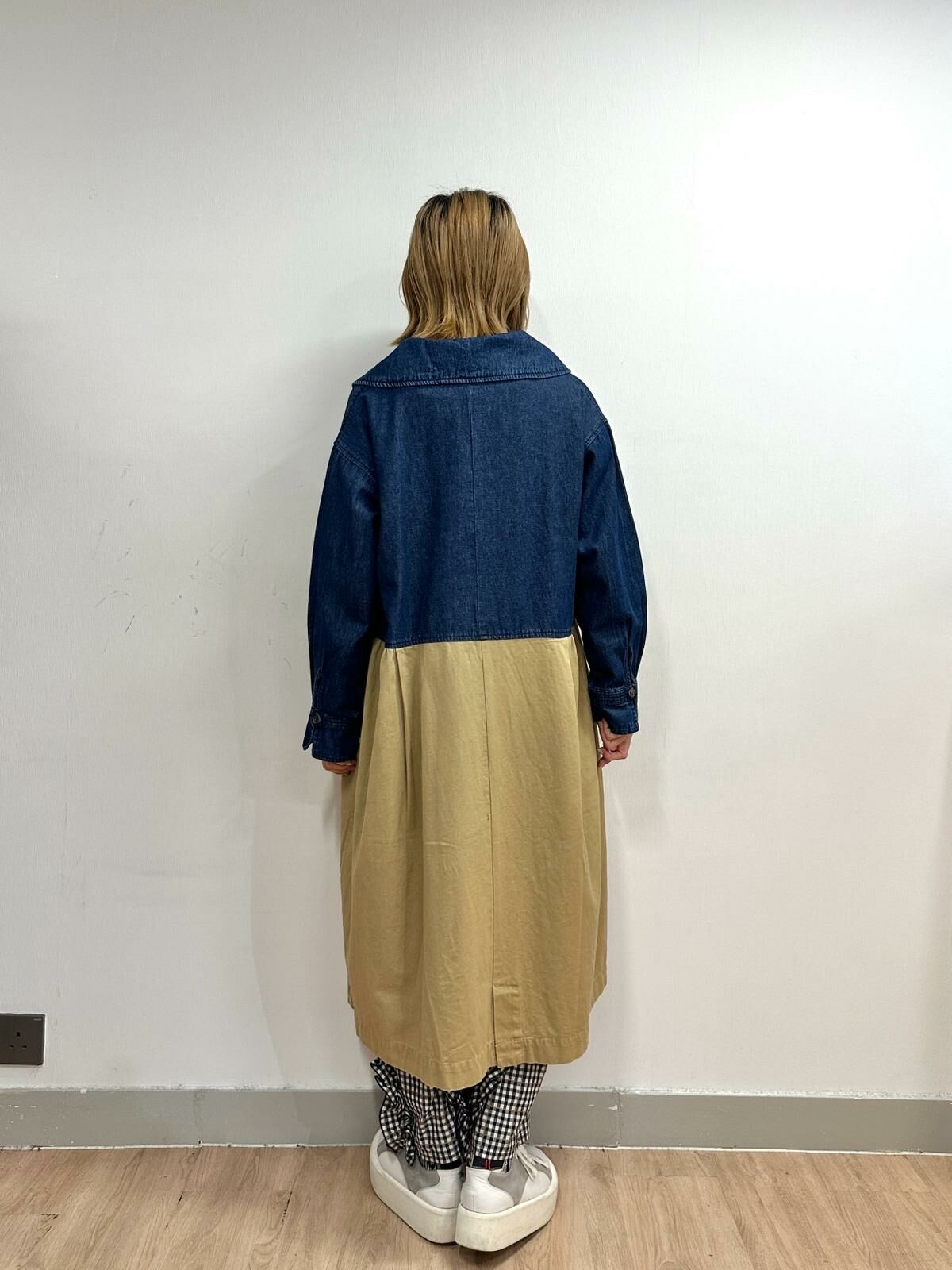 JP 拼牛仔孖襟長outer