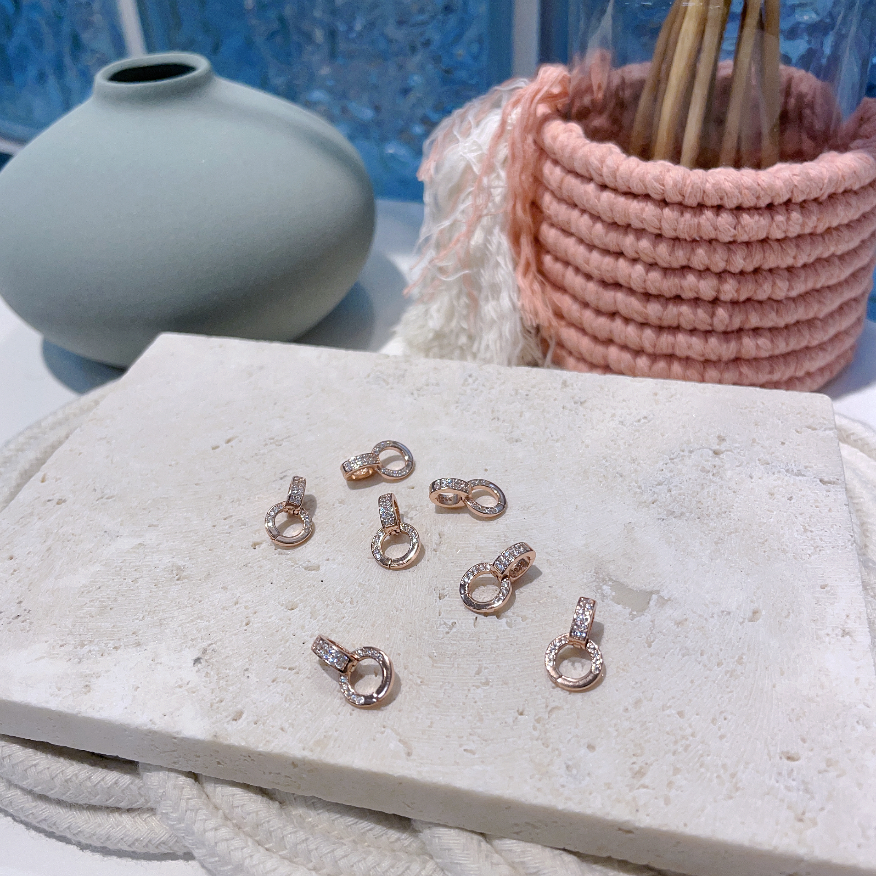 玫瑰金閃石純銀萬用銀扣