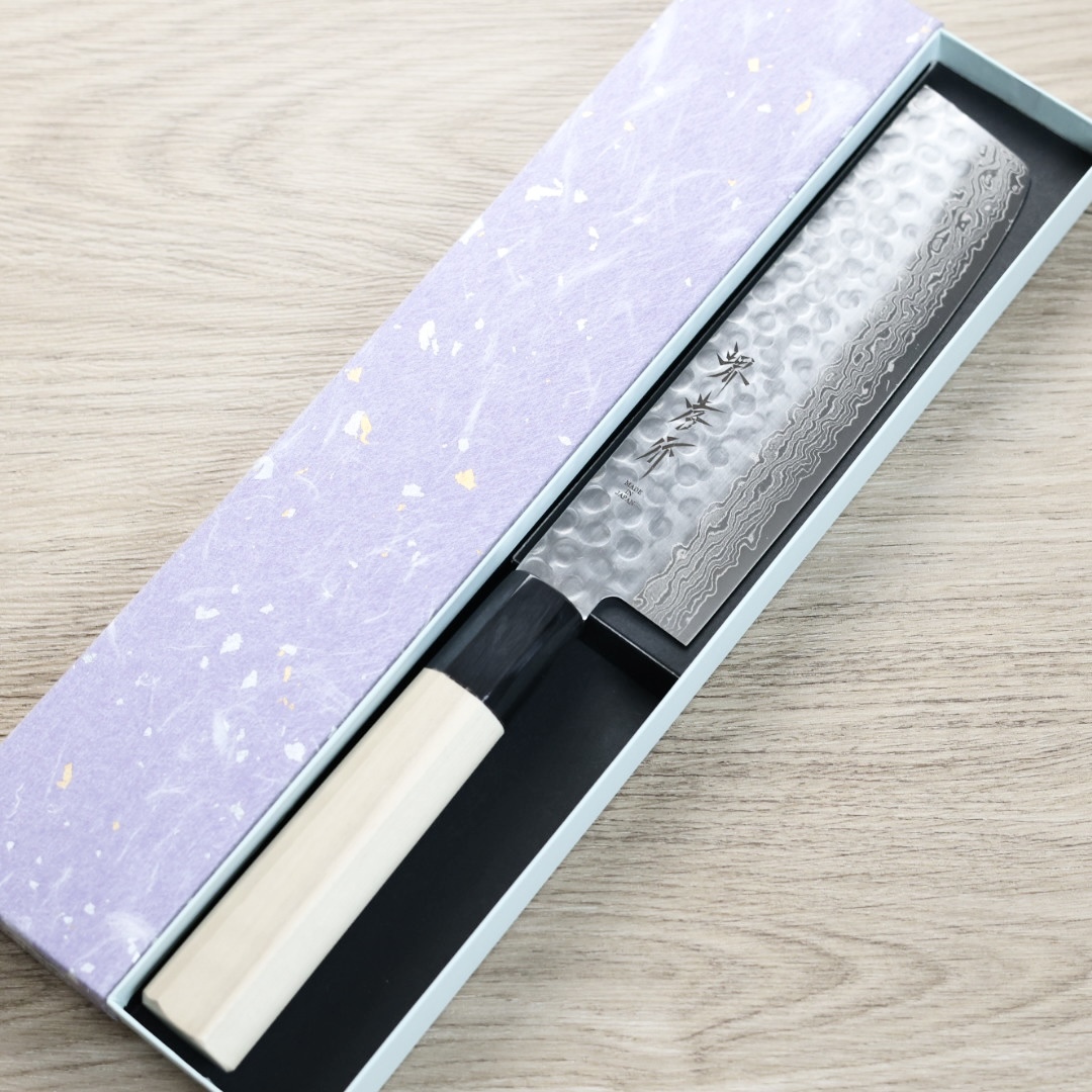 堺孝行 和菜切 160mm AUS10鋼 45層鎚目大馬士革