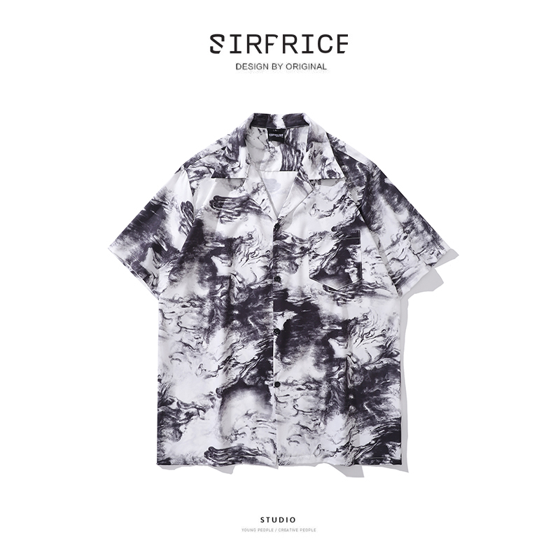 花襯衫 古巴領 水墨 渲染