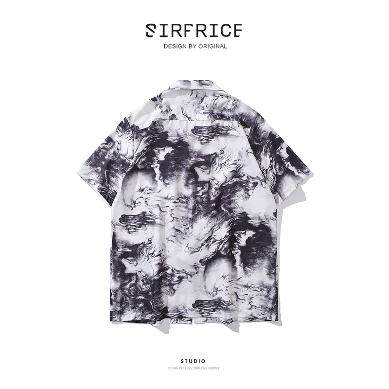 花襯衫 古巴領 水墨 渲染