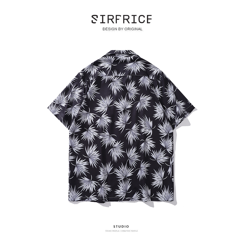 花襯衫 古巴領 葉子 復古