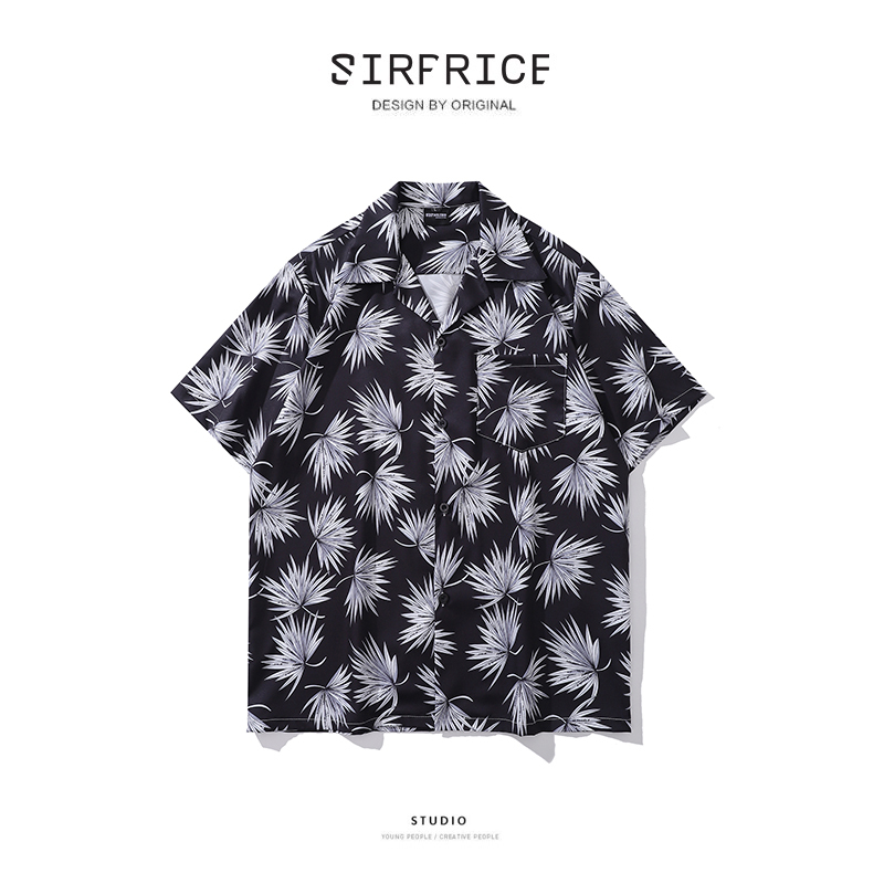 花襯衫 古巴領 葉子 復古