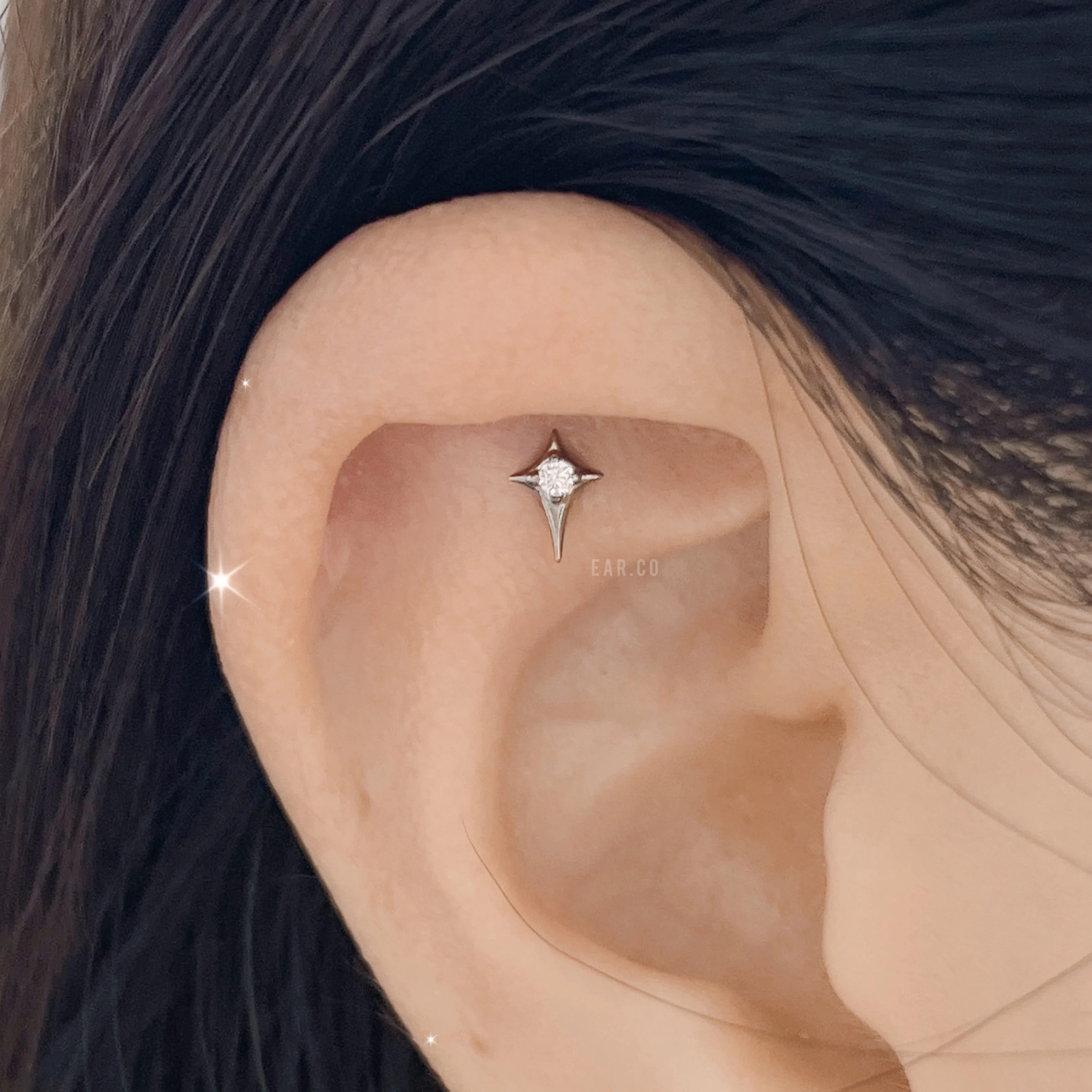 迷你小星芒平頭耳門/耳珠/耳骨釘 [G23 Titanium]