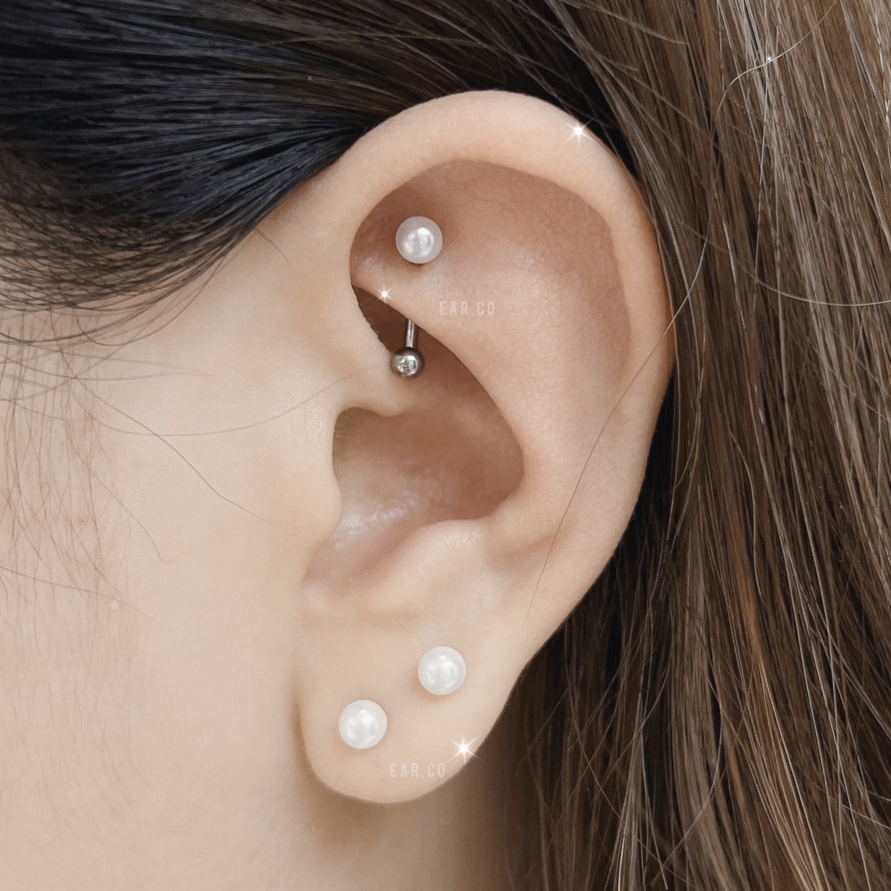 珍珠彎針耳環 [G23 Titanium]
