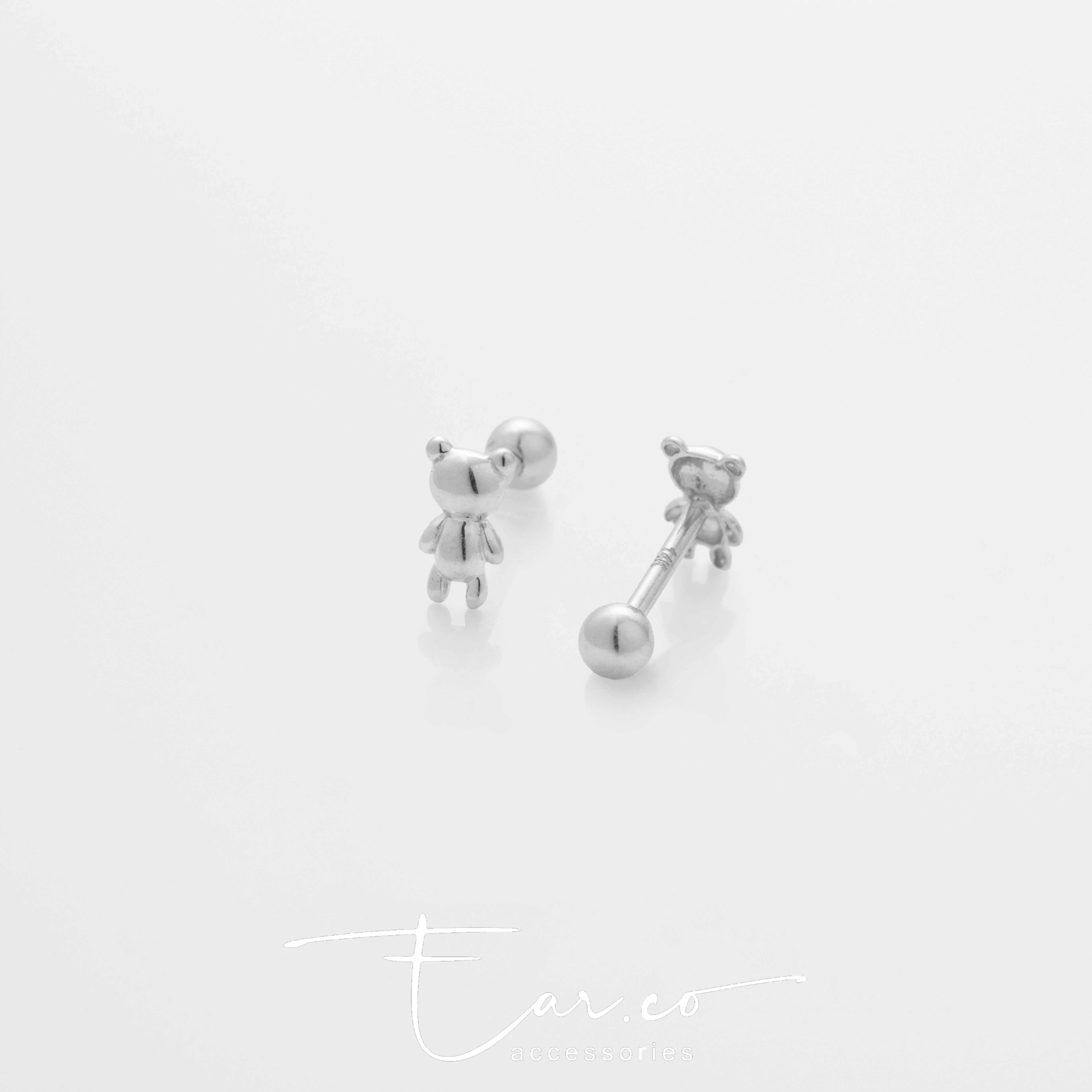 Bear (單隻) - 14K WHITE SOLID GOLD