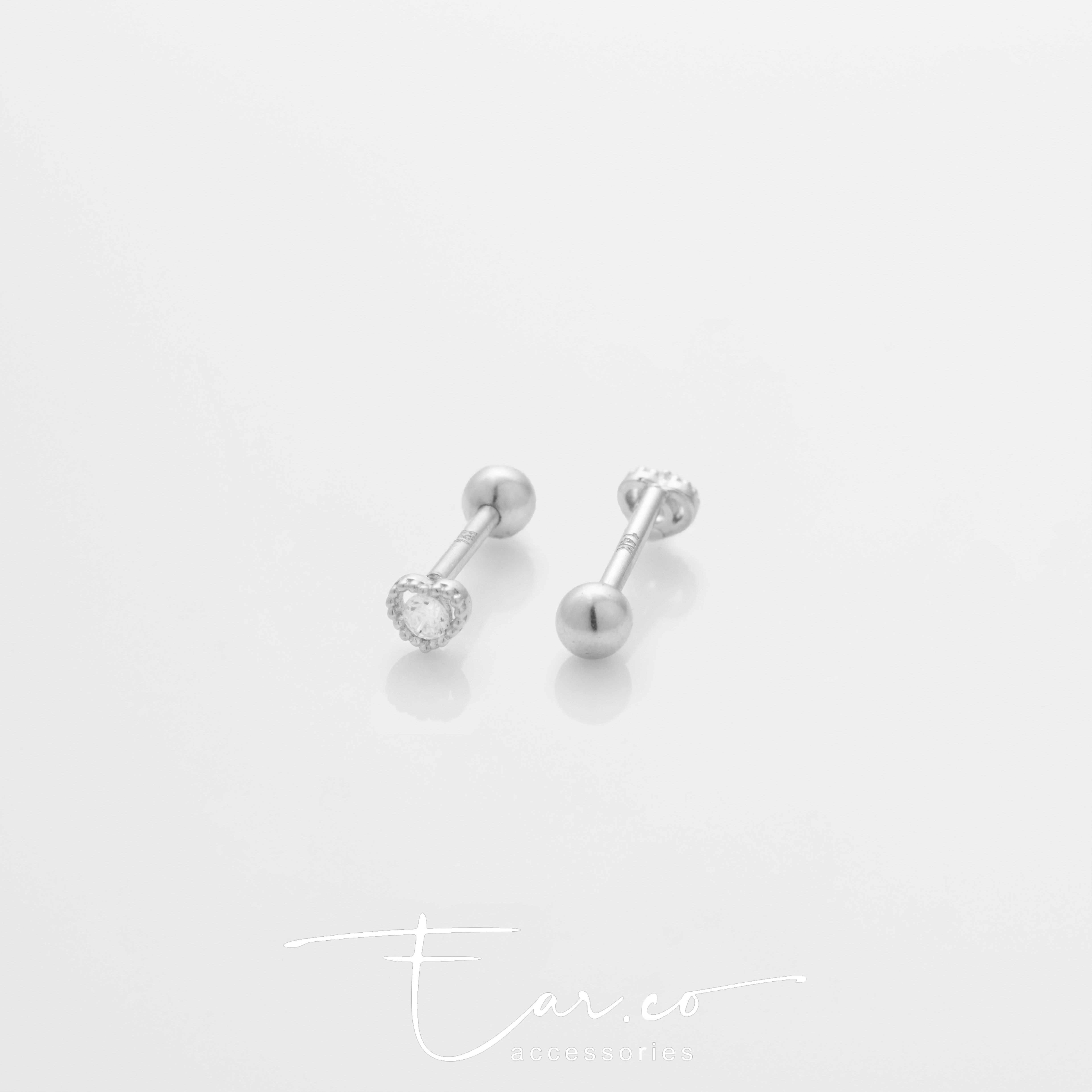 Mini Heart (單隻) - 14K WHITE SOLID GOLD