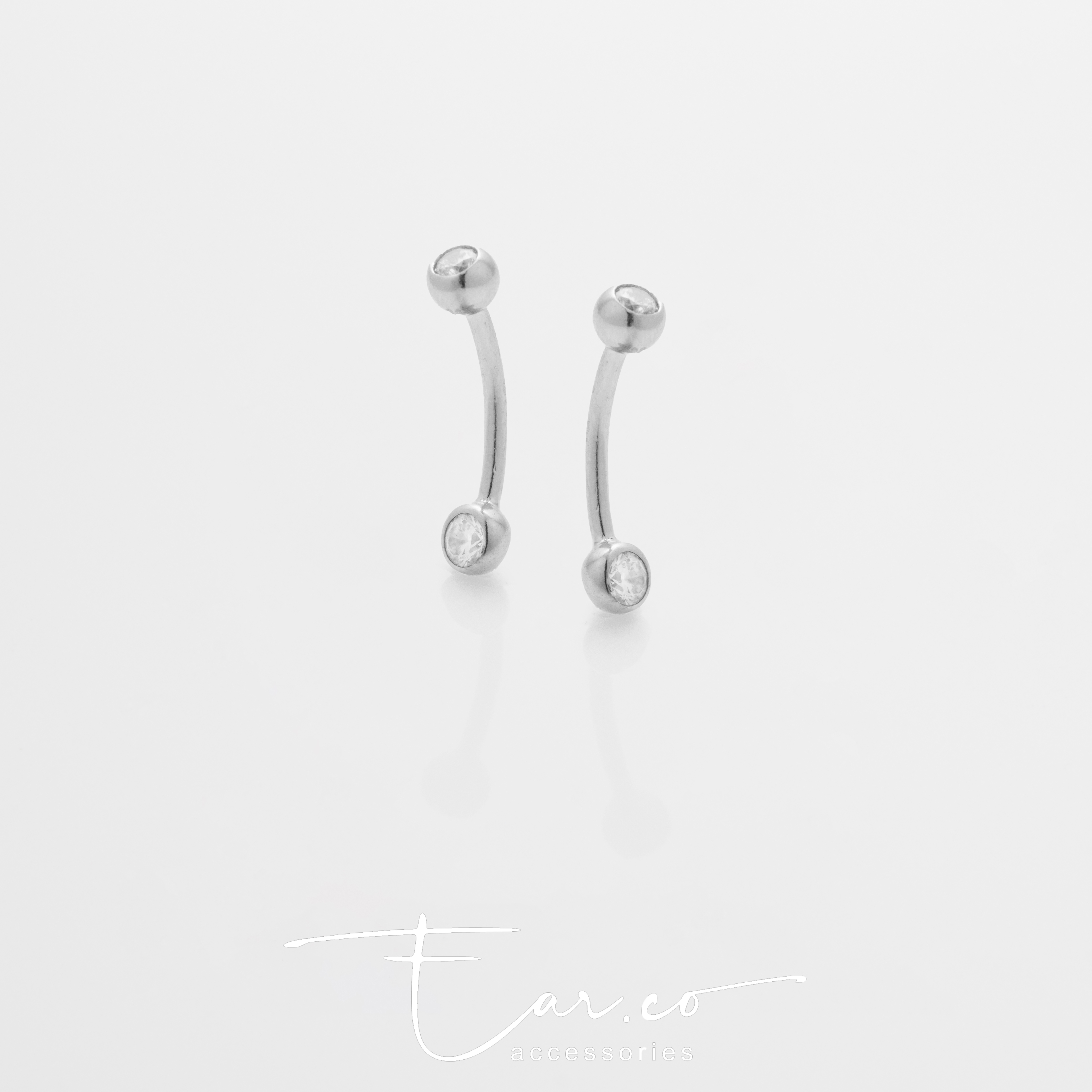 Curved (單隻) - 14K WHITE SOLID GOLD