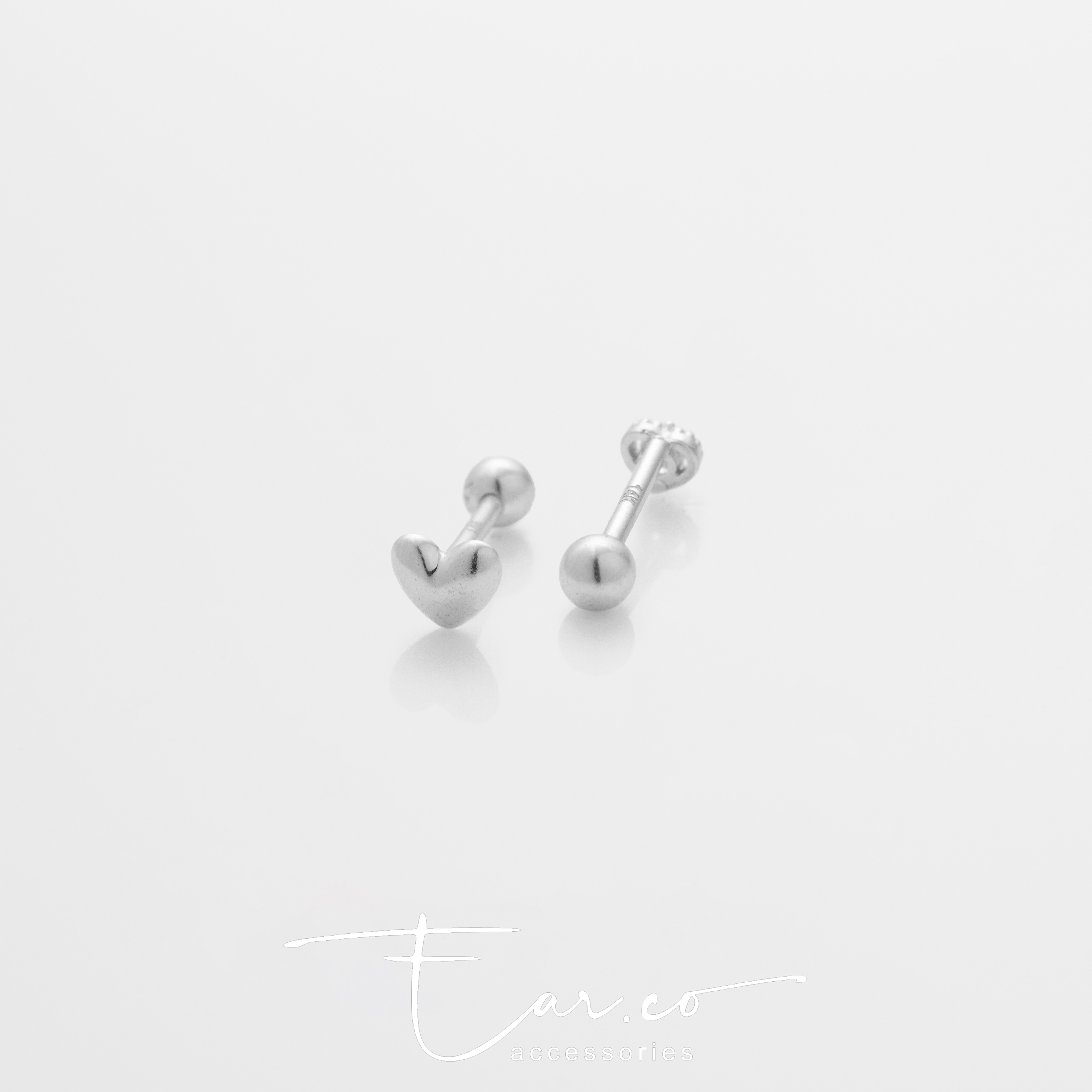 Basic Heart (單隻) - 14K WHITE SOLID GOLD