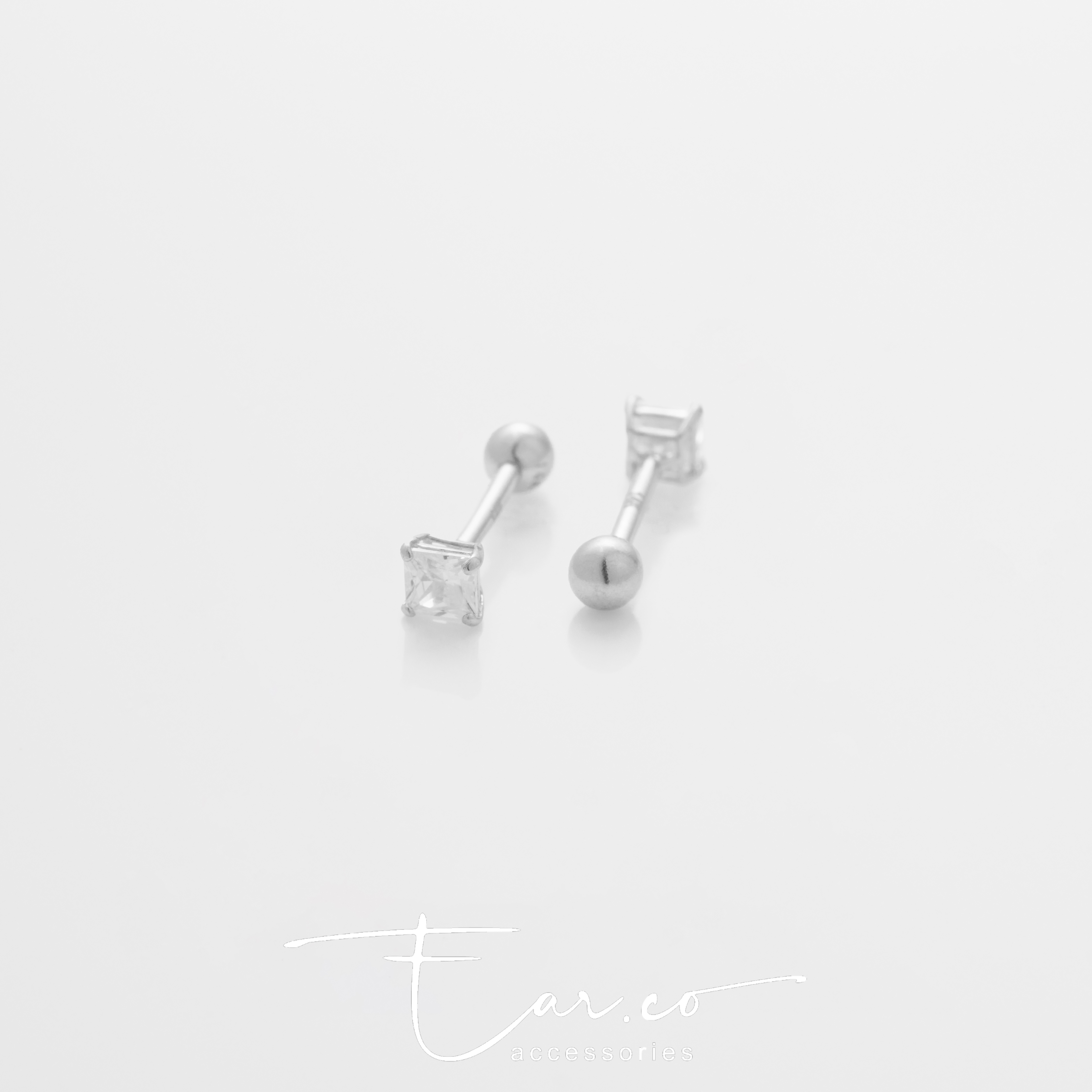 Princess Cut 3mm (單隻) - 14K WHITE SOLID GOLD