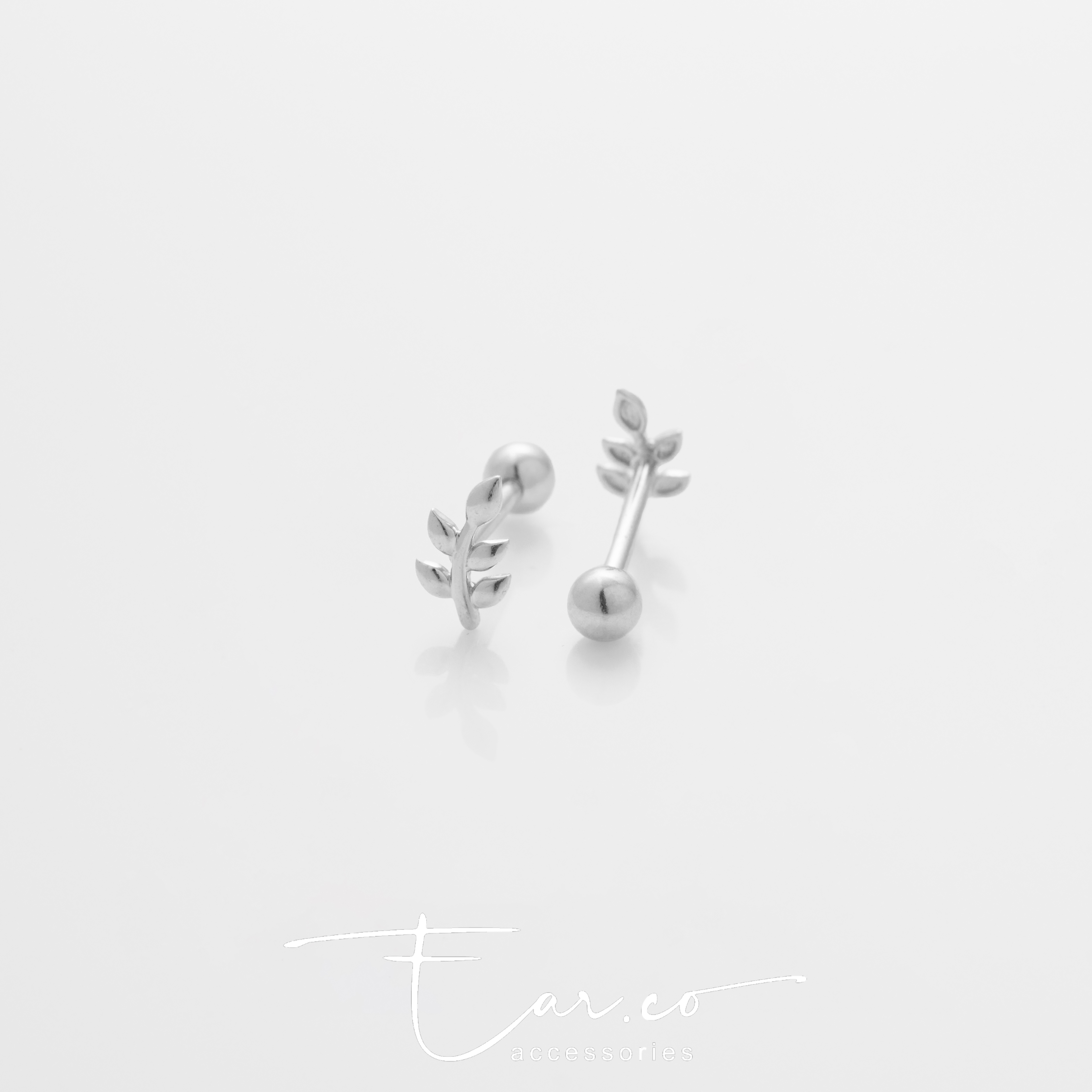 Leaf (單隻) - 14K WHITE SOLID GOLD