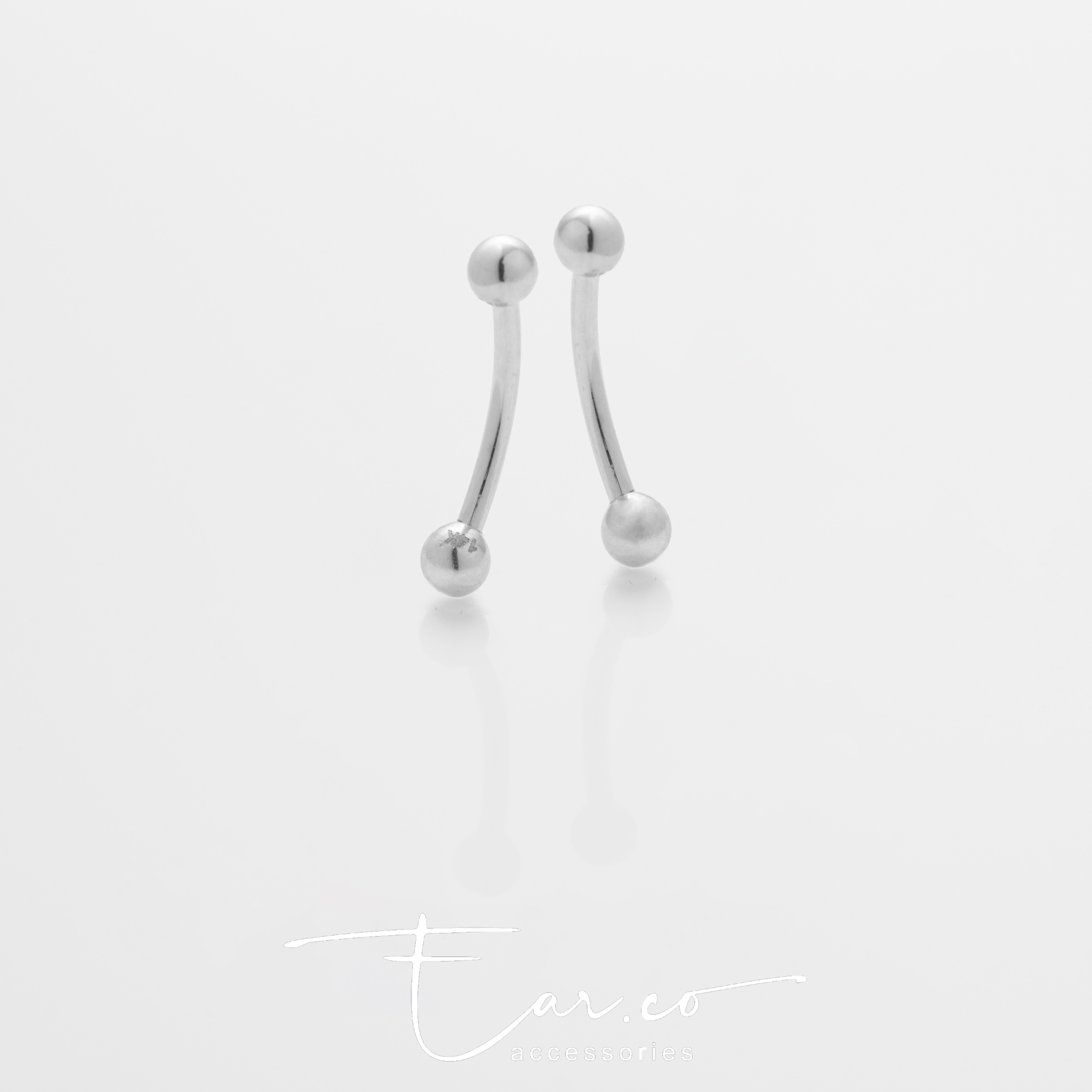 Ball 3mm Curved (單隻) - 14K WHITE SOLID GOLD