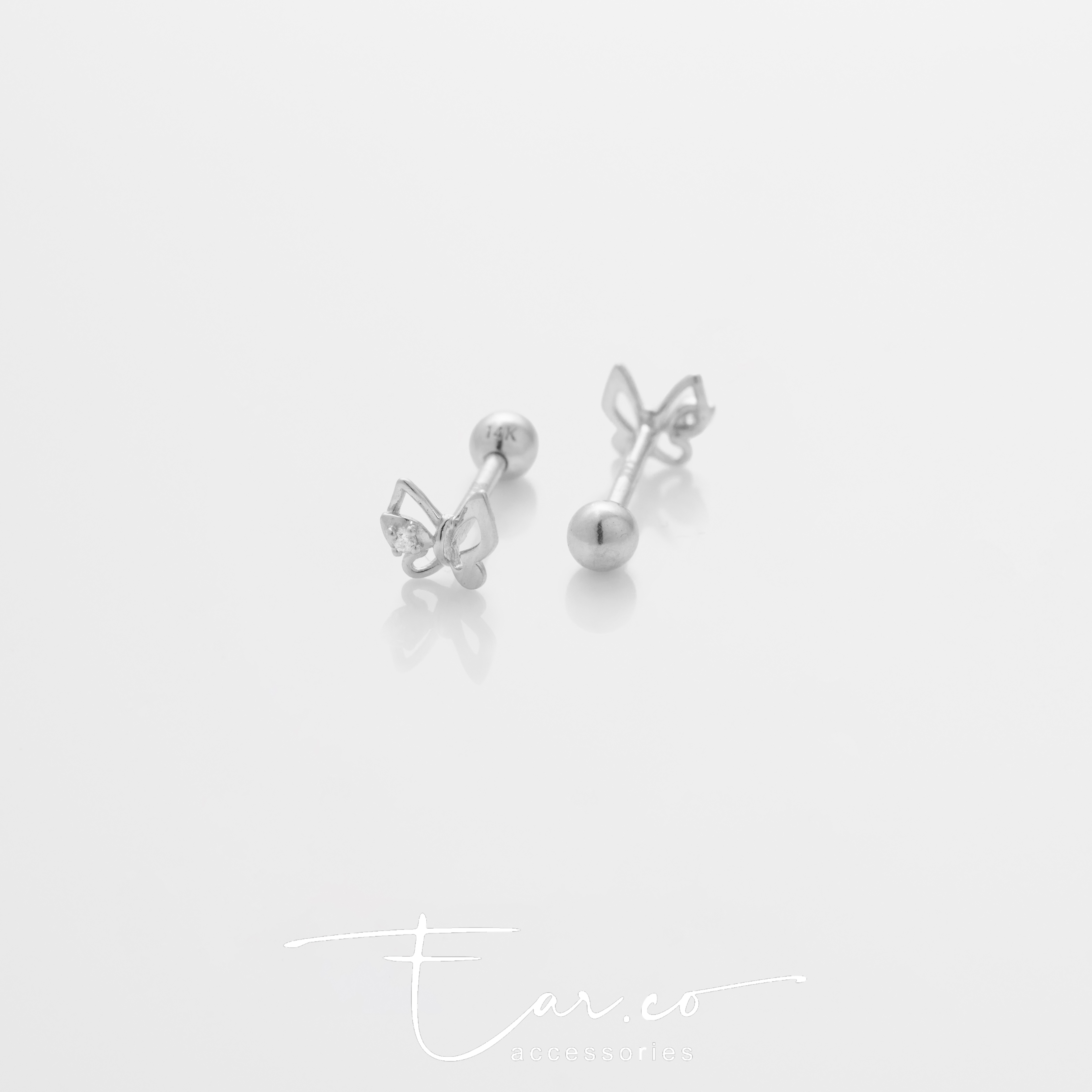 Butterfly (單隻) - 14K WHITE SOLID GOLD