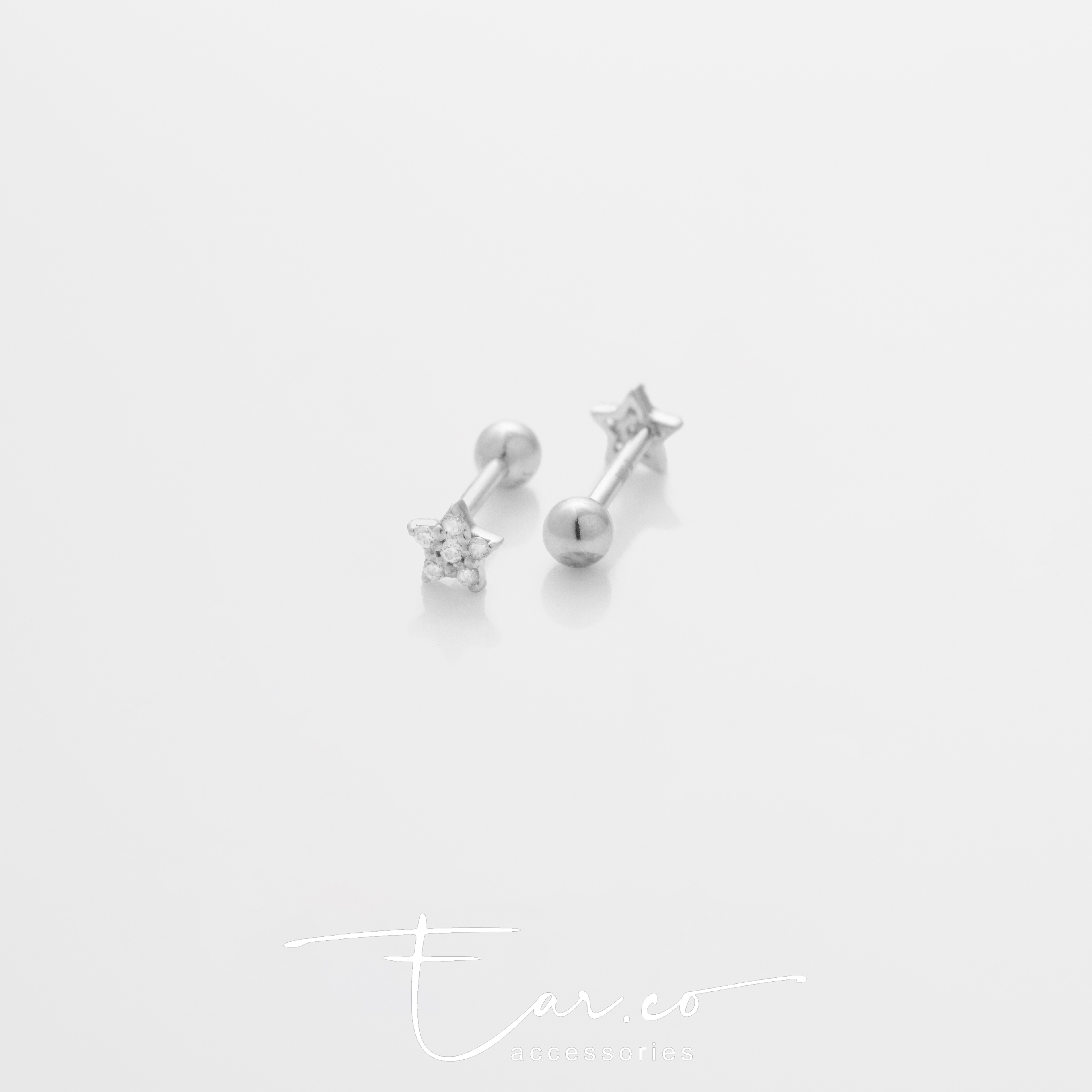 Star A (單隻) - 14K WHITE SOLID GOLD