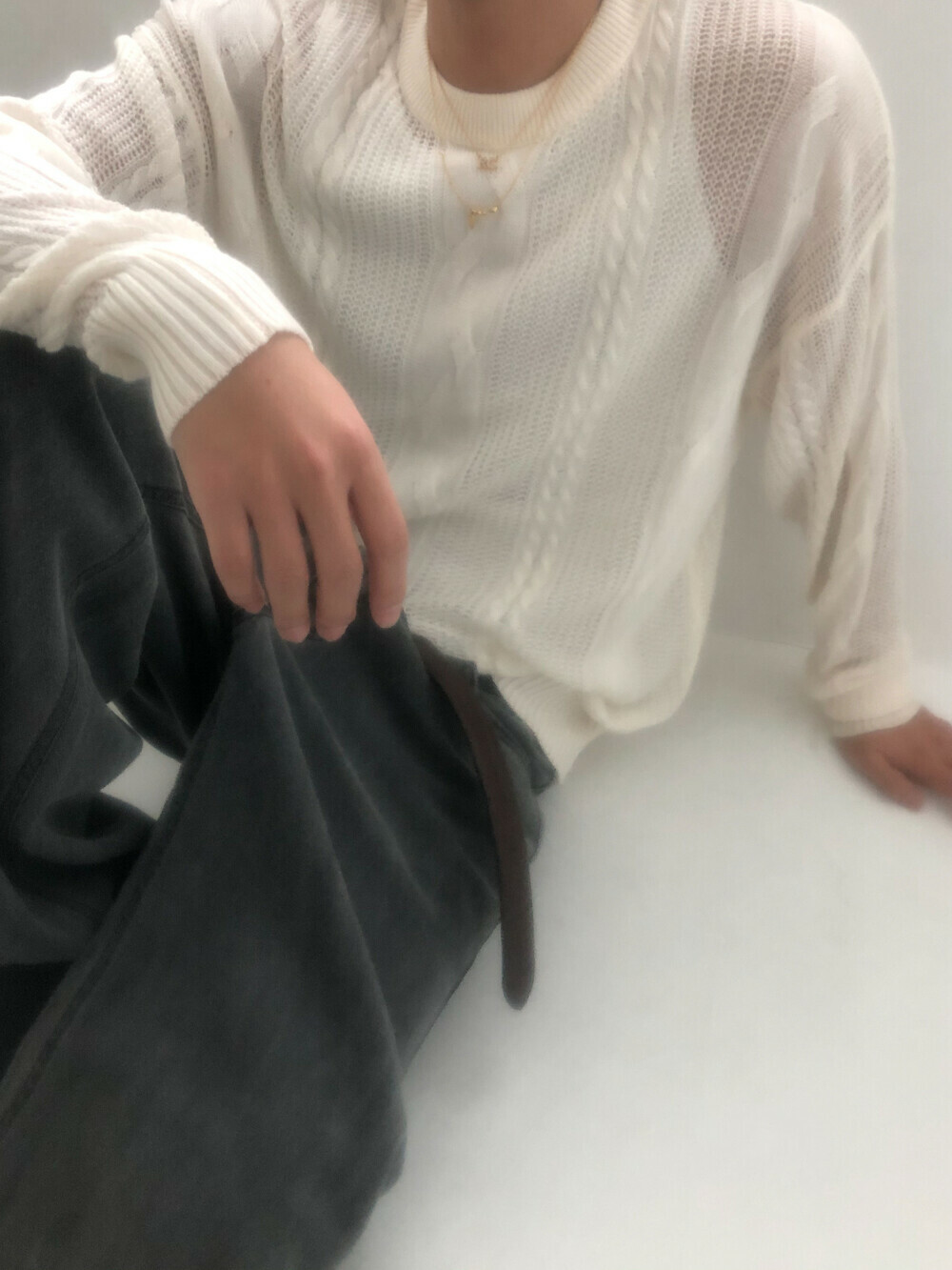 寬版透視麻花紋鏤空夏季針織衫上衣