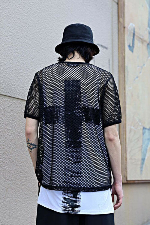 寬鬆款透視網紗短袖T恤