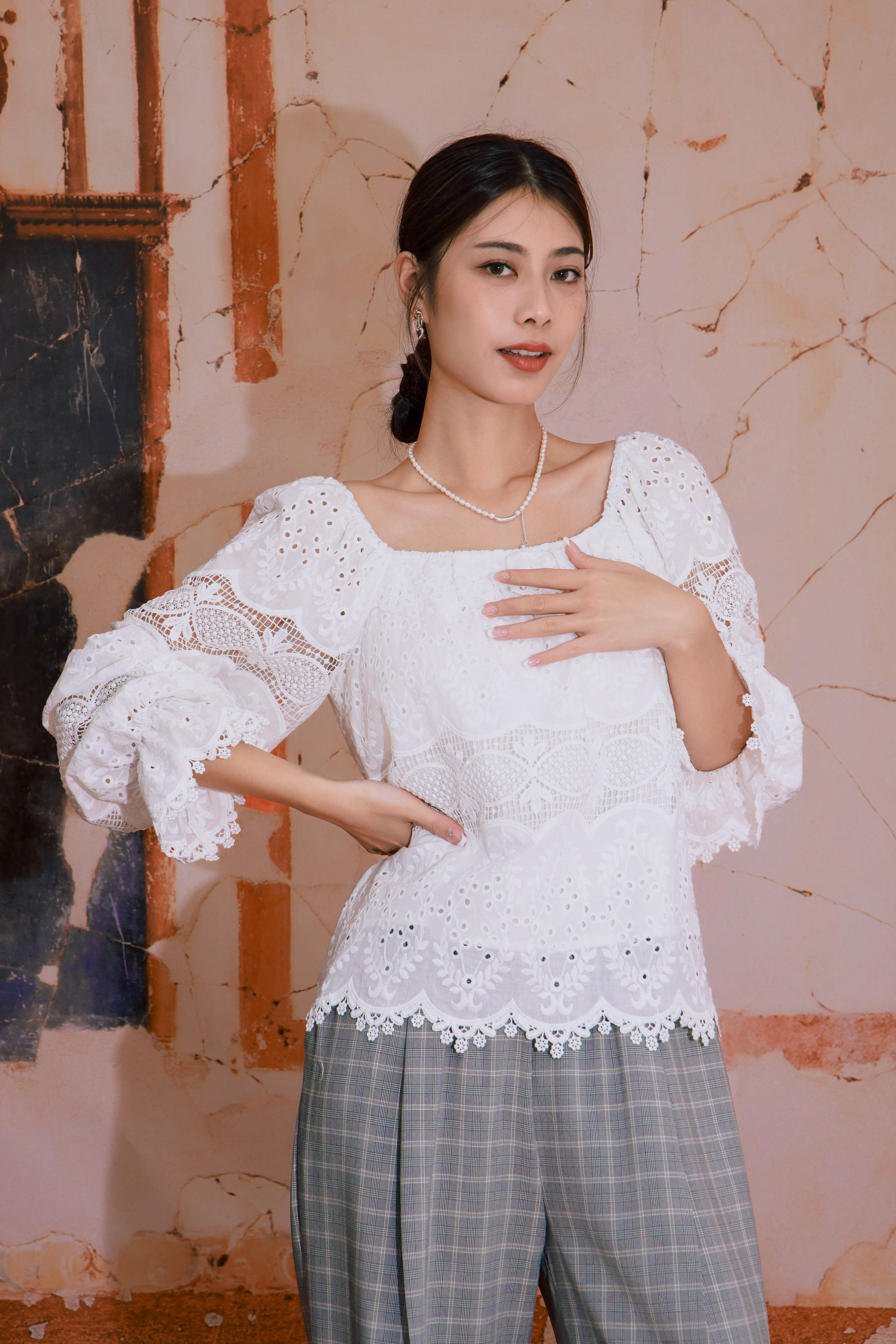 公主領通花棉上衣&nbsp; (現貨款式）