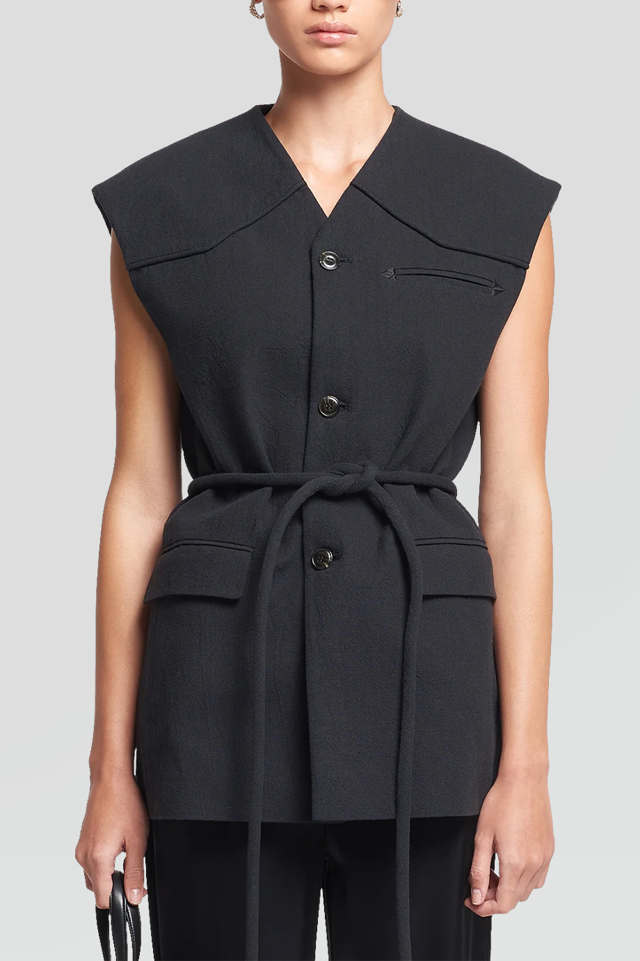 Nanushka｜ASTRID 寬肩排釦綁帶西裝背心