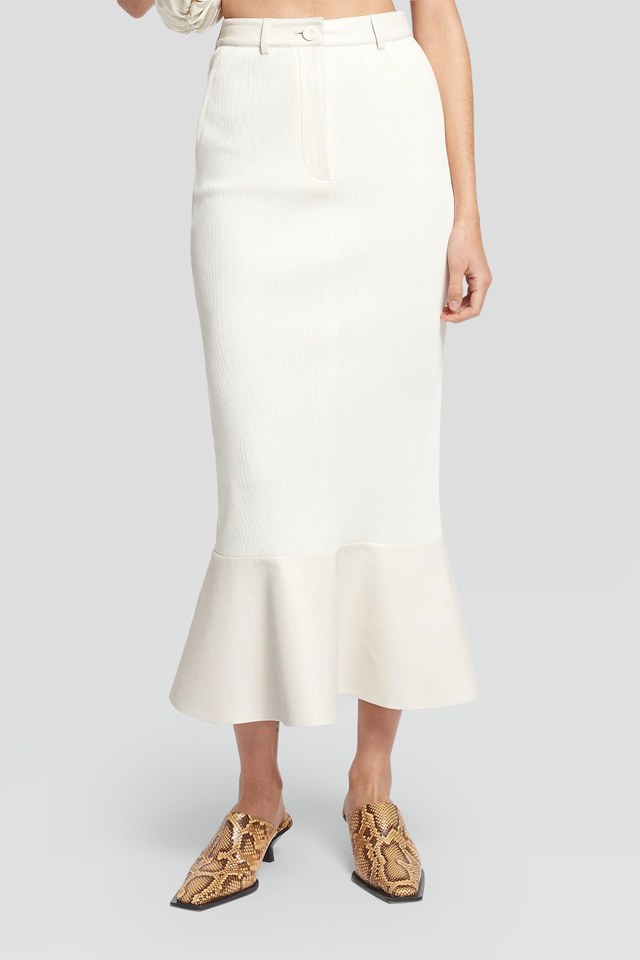 Nanushka｜JENACE 高腰皮革拼接針織長裙